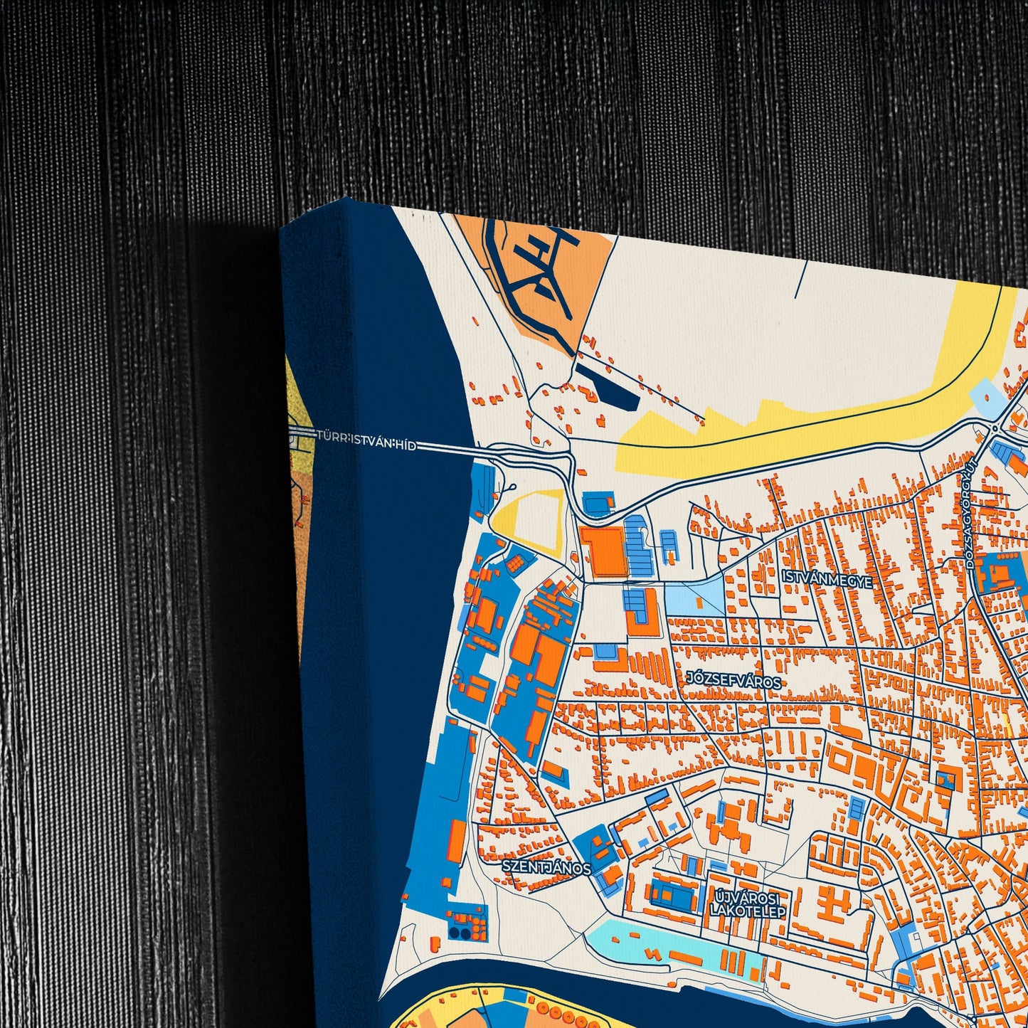 Baja Hungary Colorful City Map Canvas Print Detail