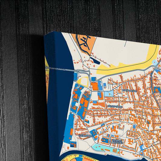 Baja Hungary Colorful City Map Canvas Print Detail
