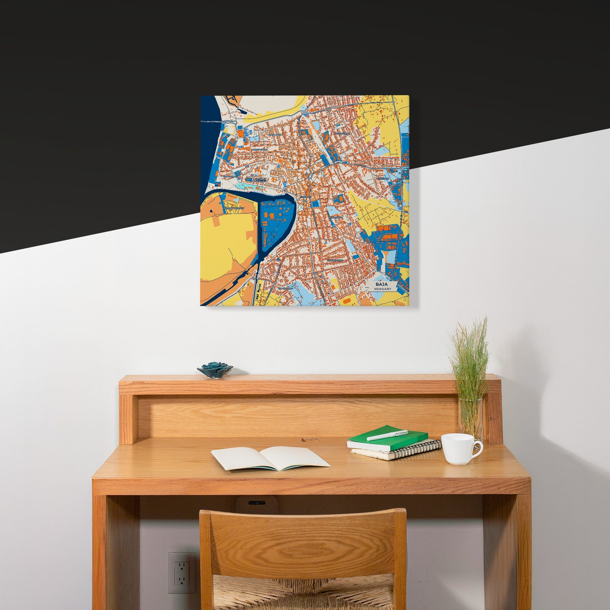 Baja Hungary Colorful City Map Canvas Print Scene
