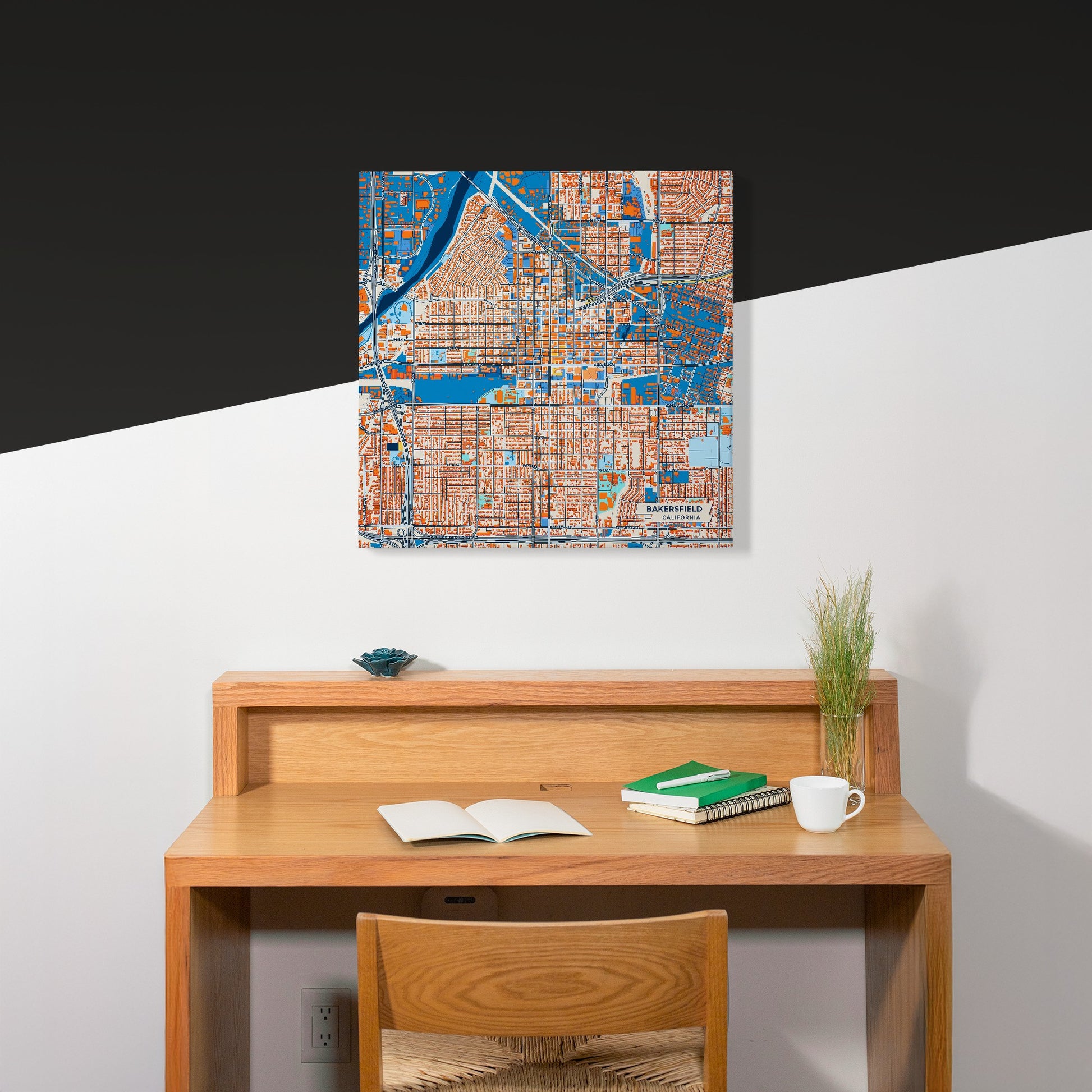 Bakersfield California Colorful City Map Canvas Print Scene