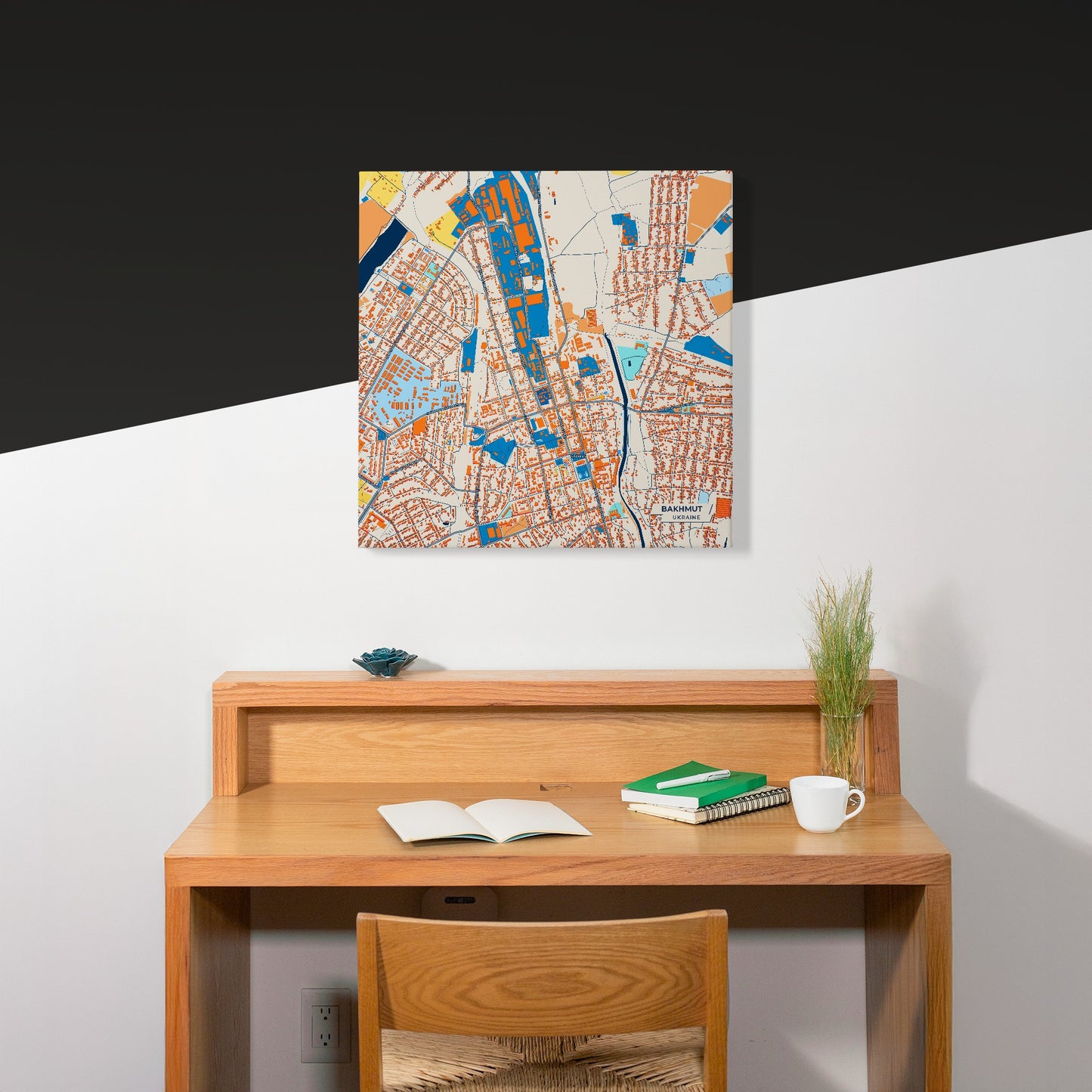 Бахмут Ukraine Colorful City Map Canvas Print Scene
