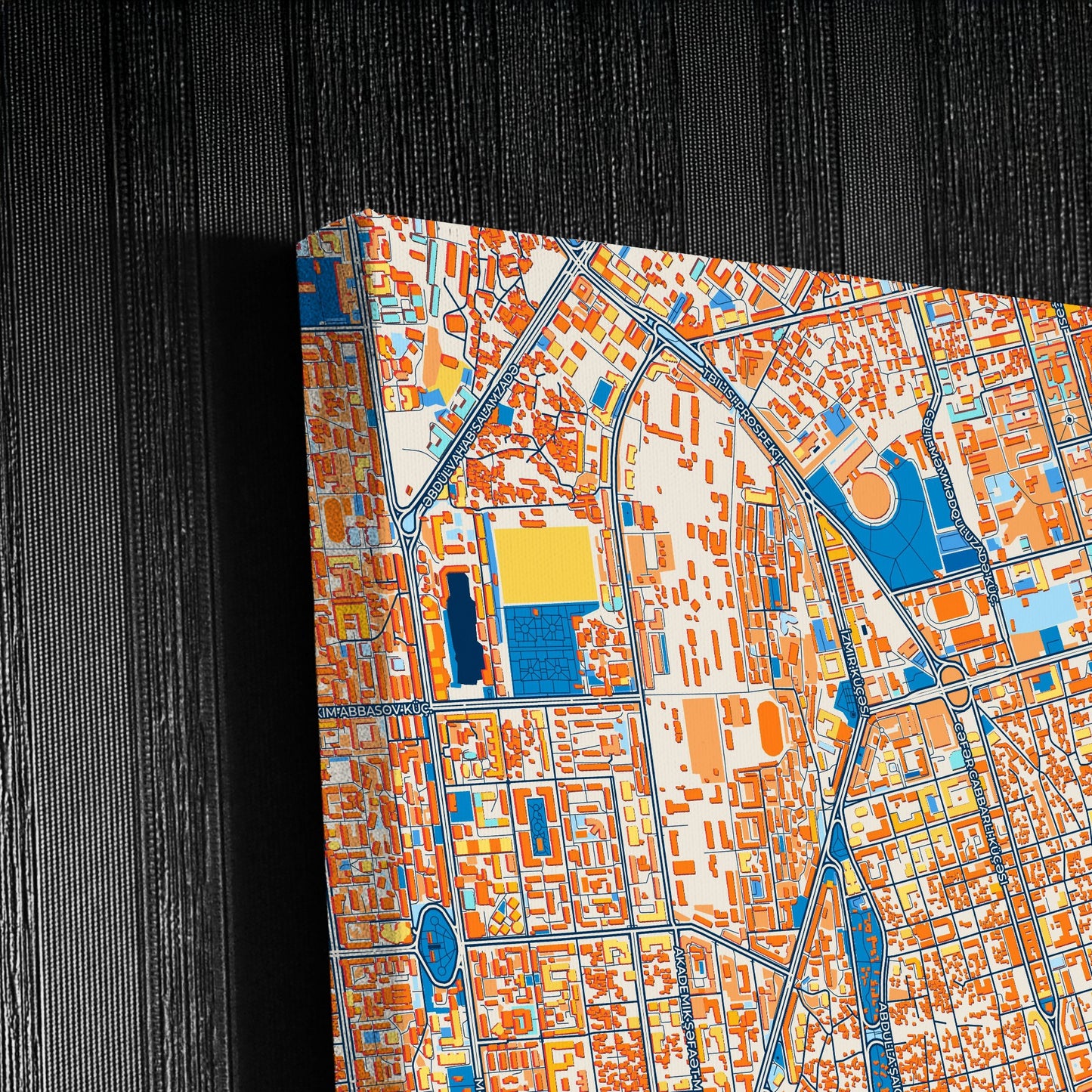 Baku Azerbaijan Colorful City Map Canvas Print Detail