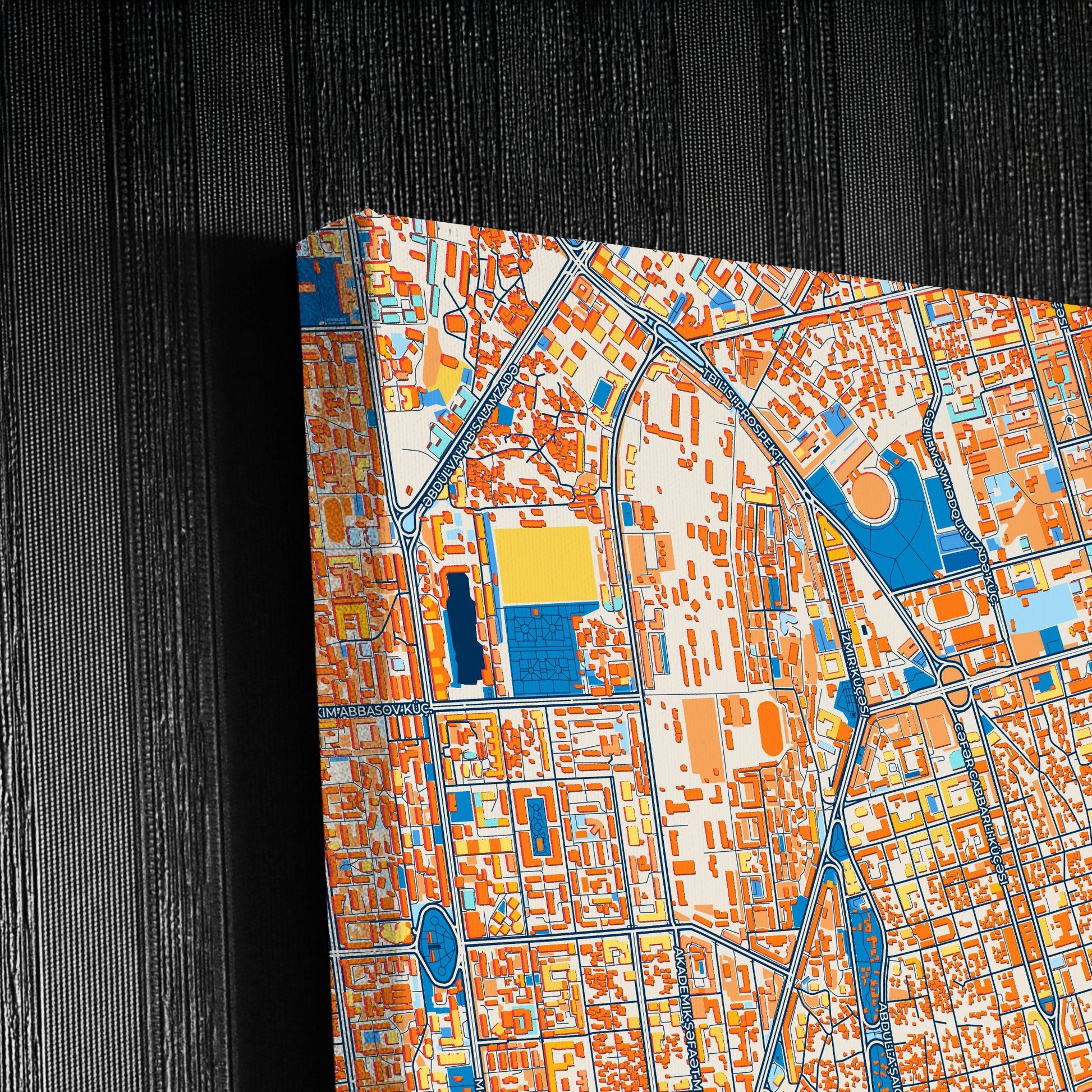 Baku Azerbaijan Colorful City Map Canvas Print Detail