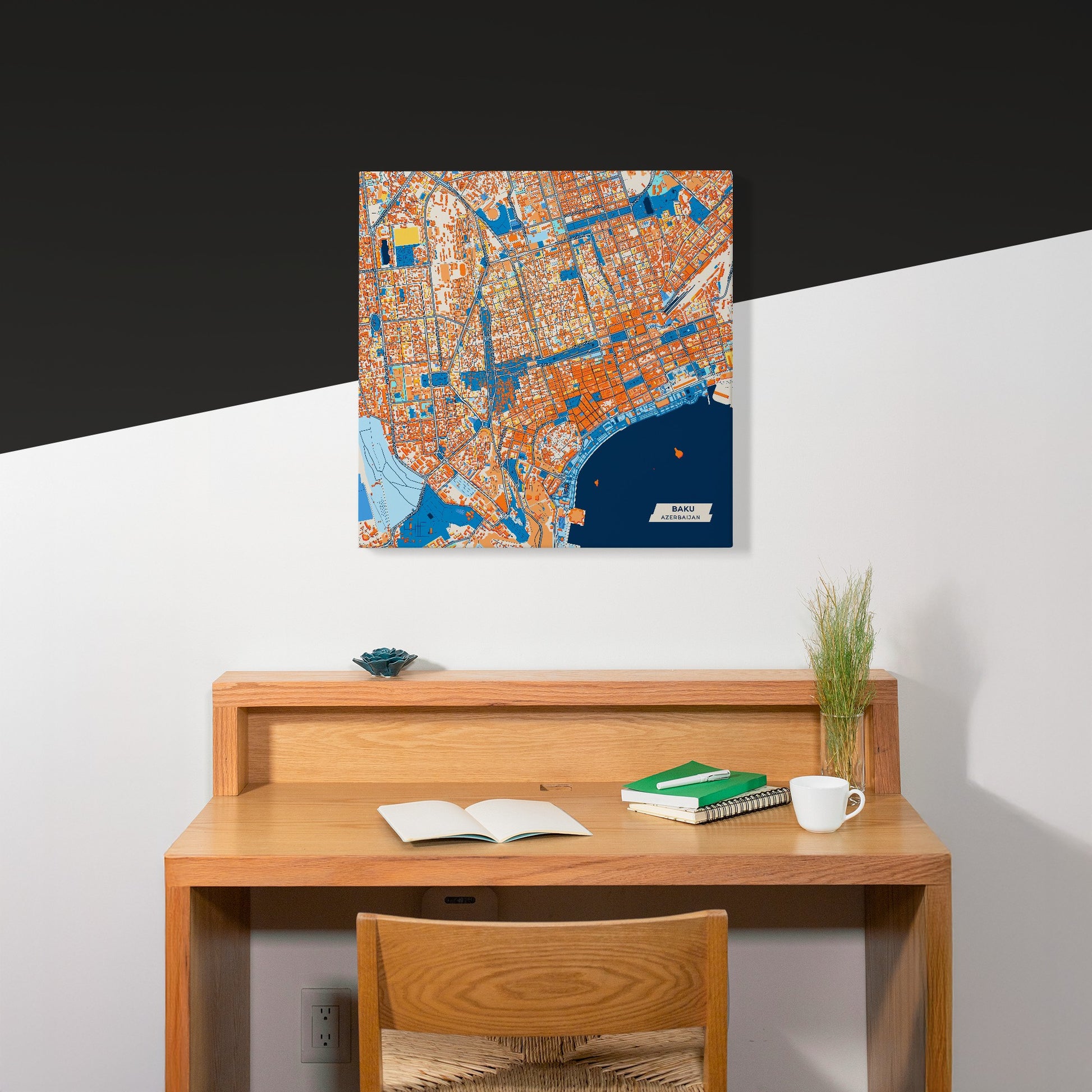 Baku Azerbaijan Colorful City Map Canvas Print Scene