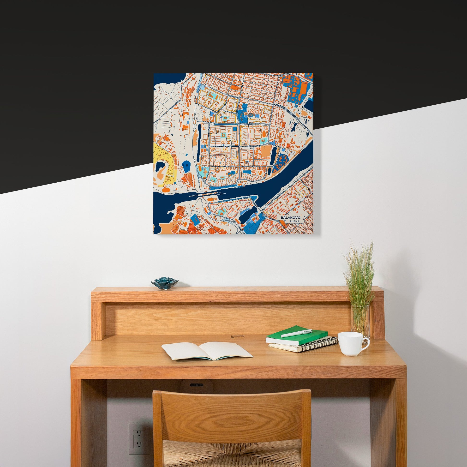 Балаково Russia Colorful City Map Canvas Print Scene