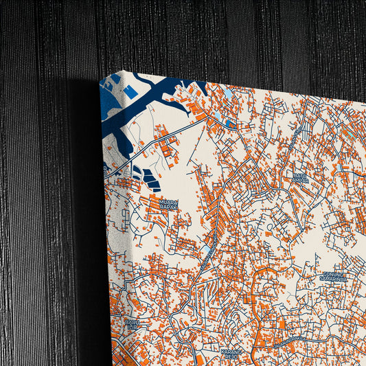 Balikpapan Indonesia Colorful City Map Canvas Print Detail