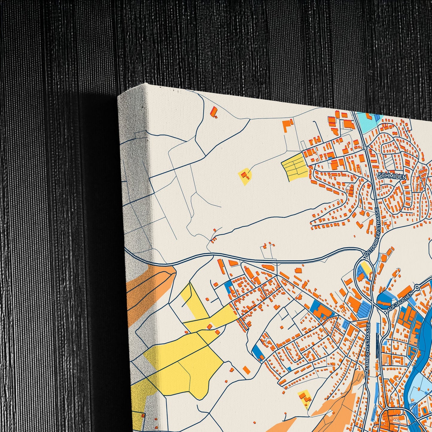 Balingen Germany Colorful City Map Canvas Print Detail
