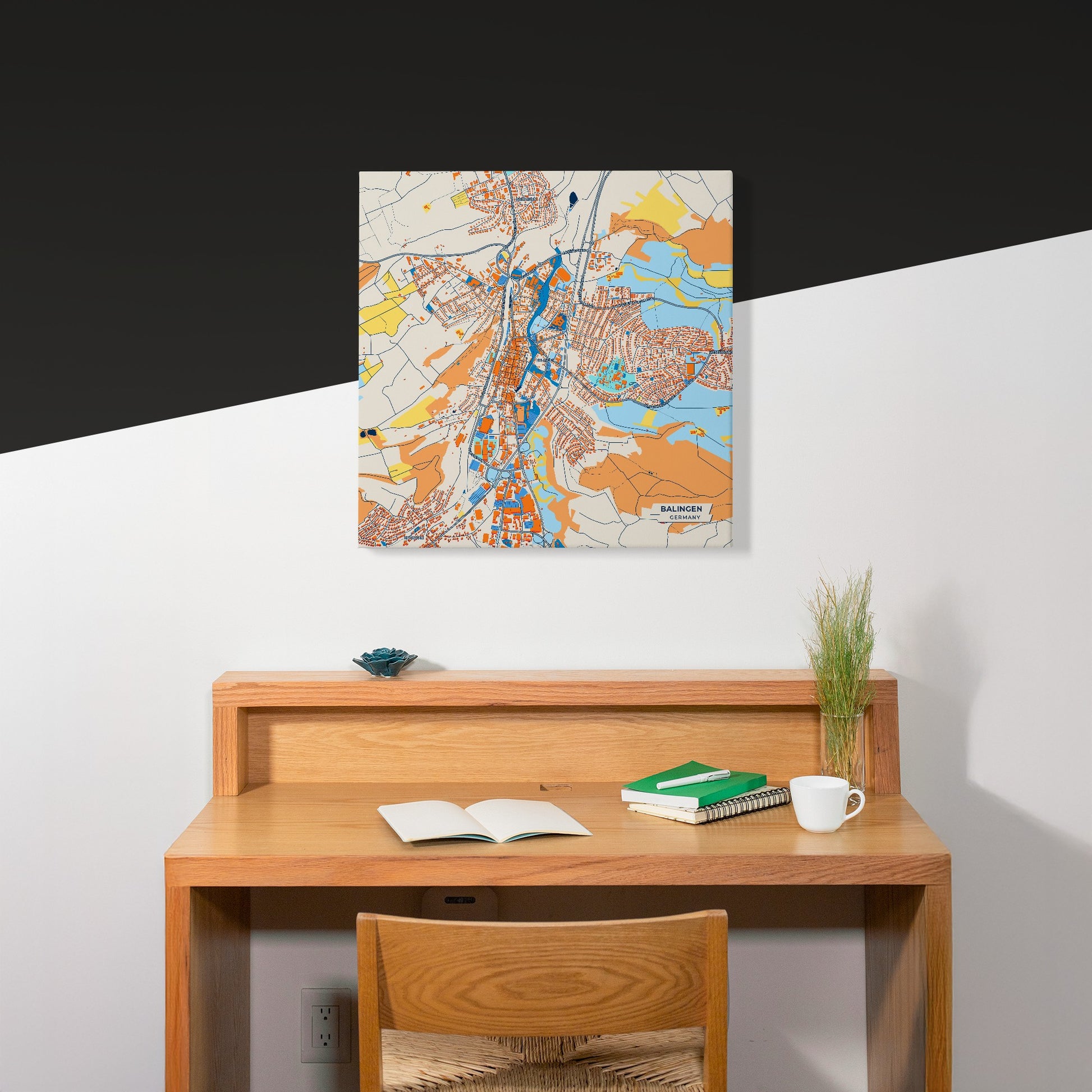Balingen Germany Colorful City Map Canvas Print Scene
