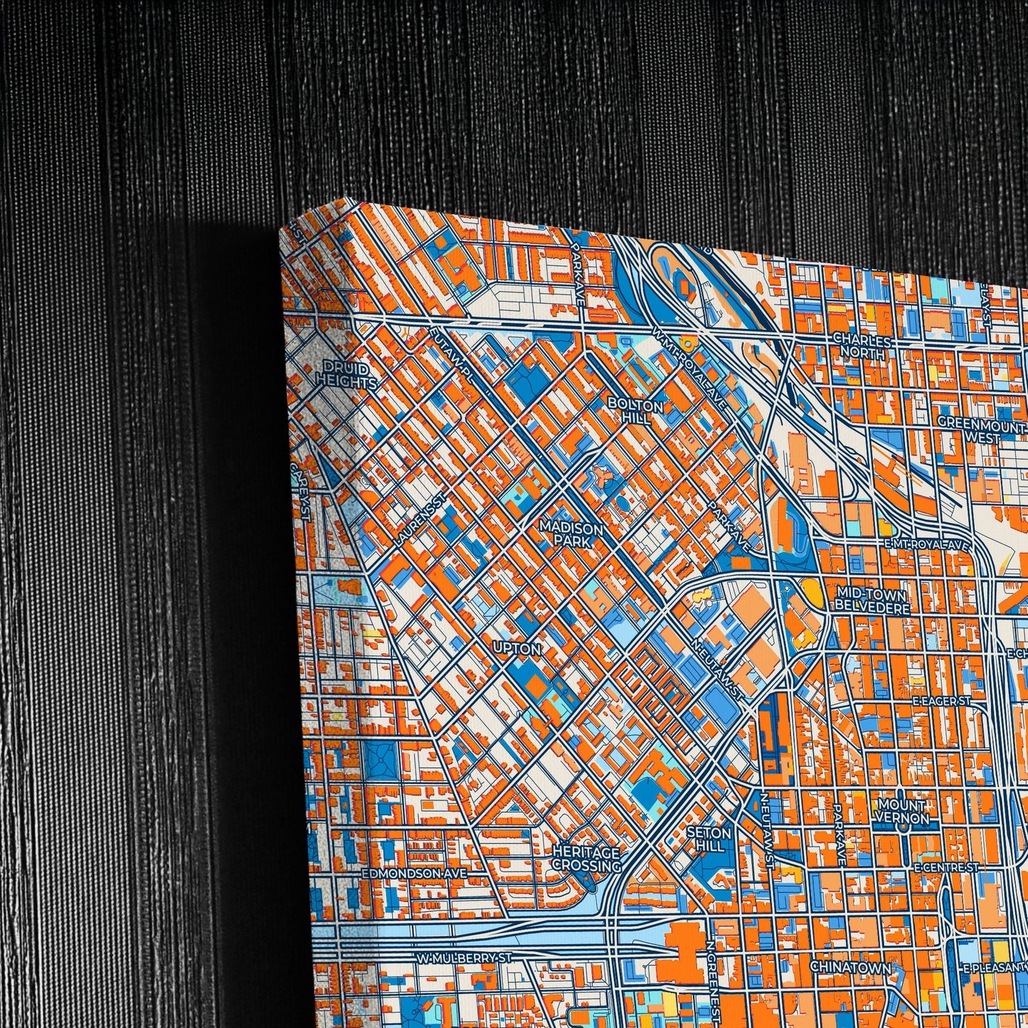 Baltimore Maryland Colorful City Map Canvas Print Detail