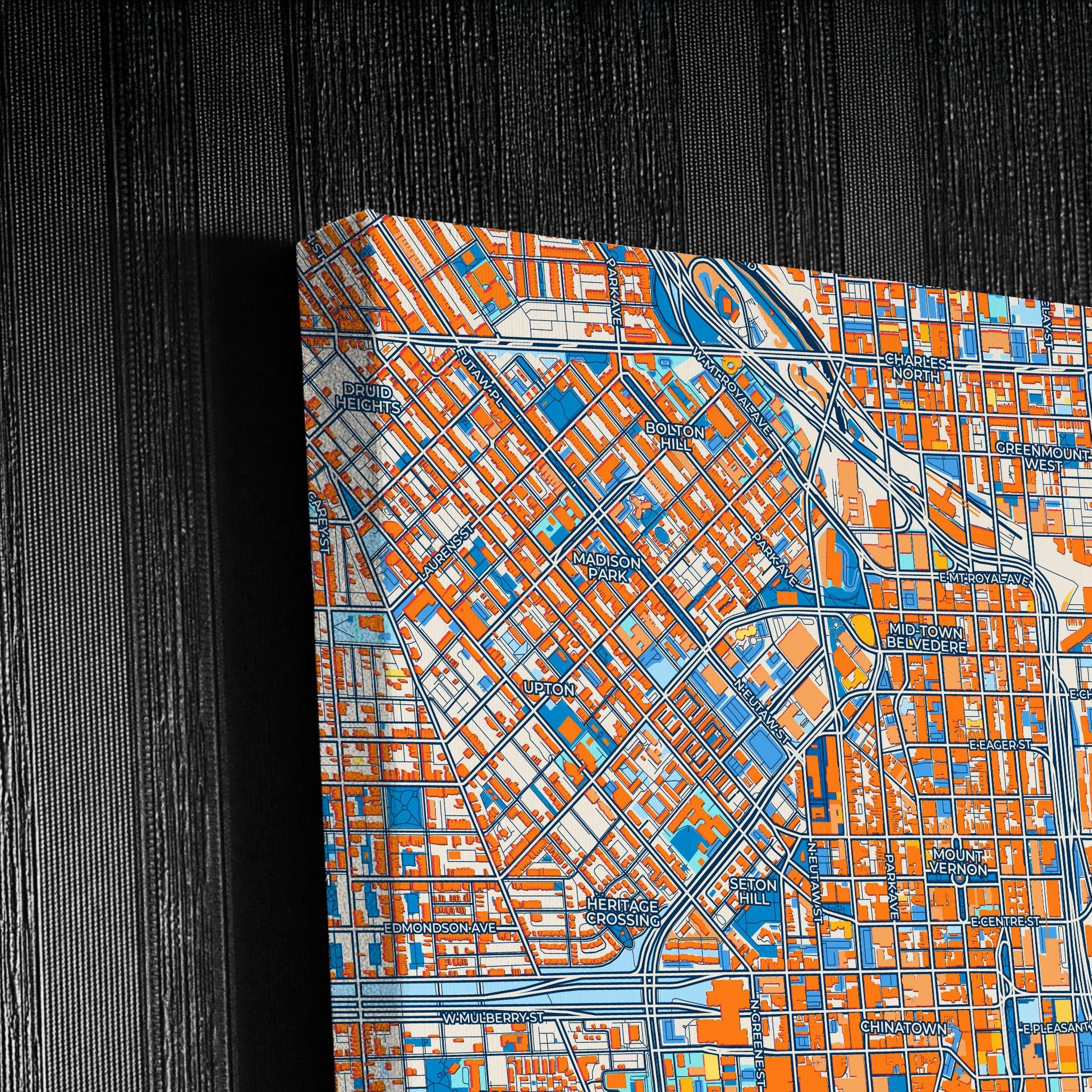 Baltimore Maryland Colorful City Map Canvas Print Detail