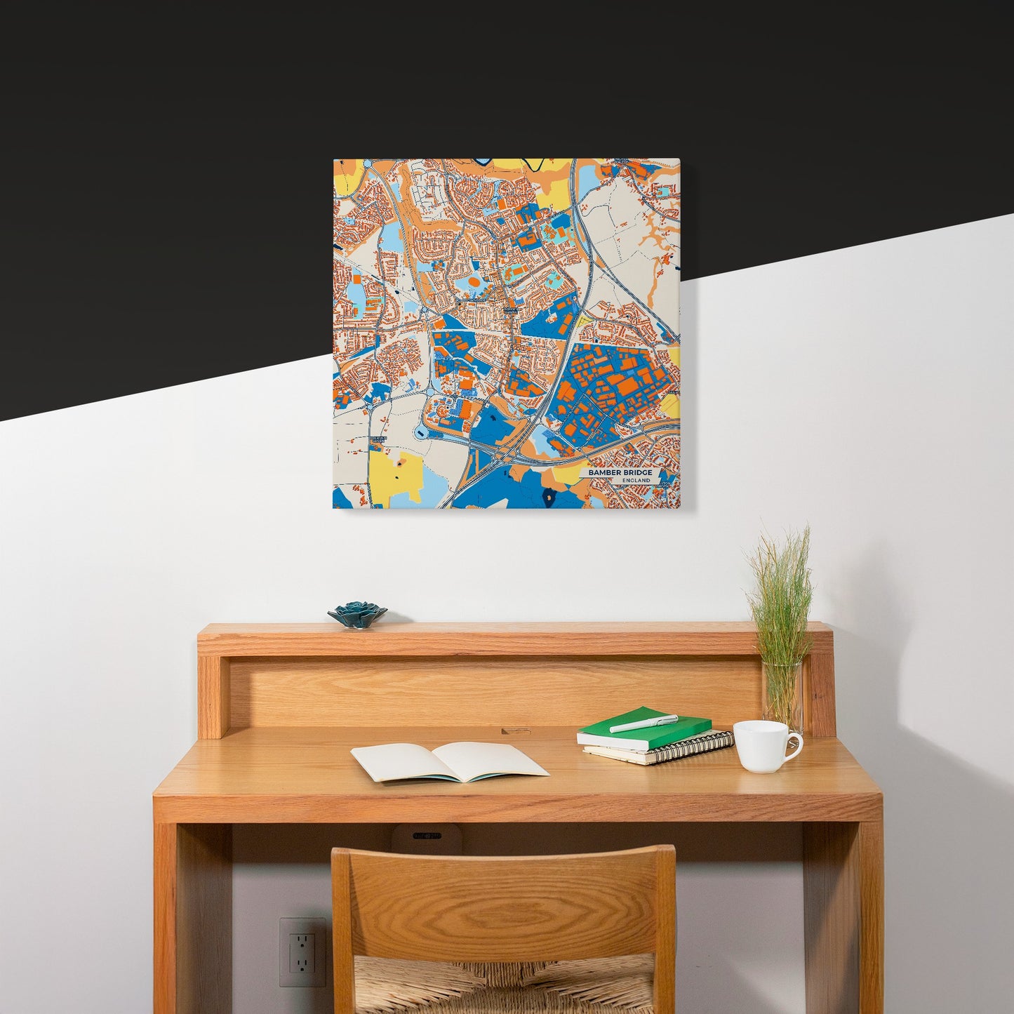 Bamber Bridge England Colorful City Map Canvas Print Scene