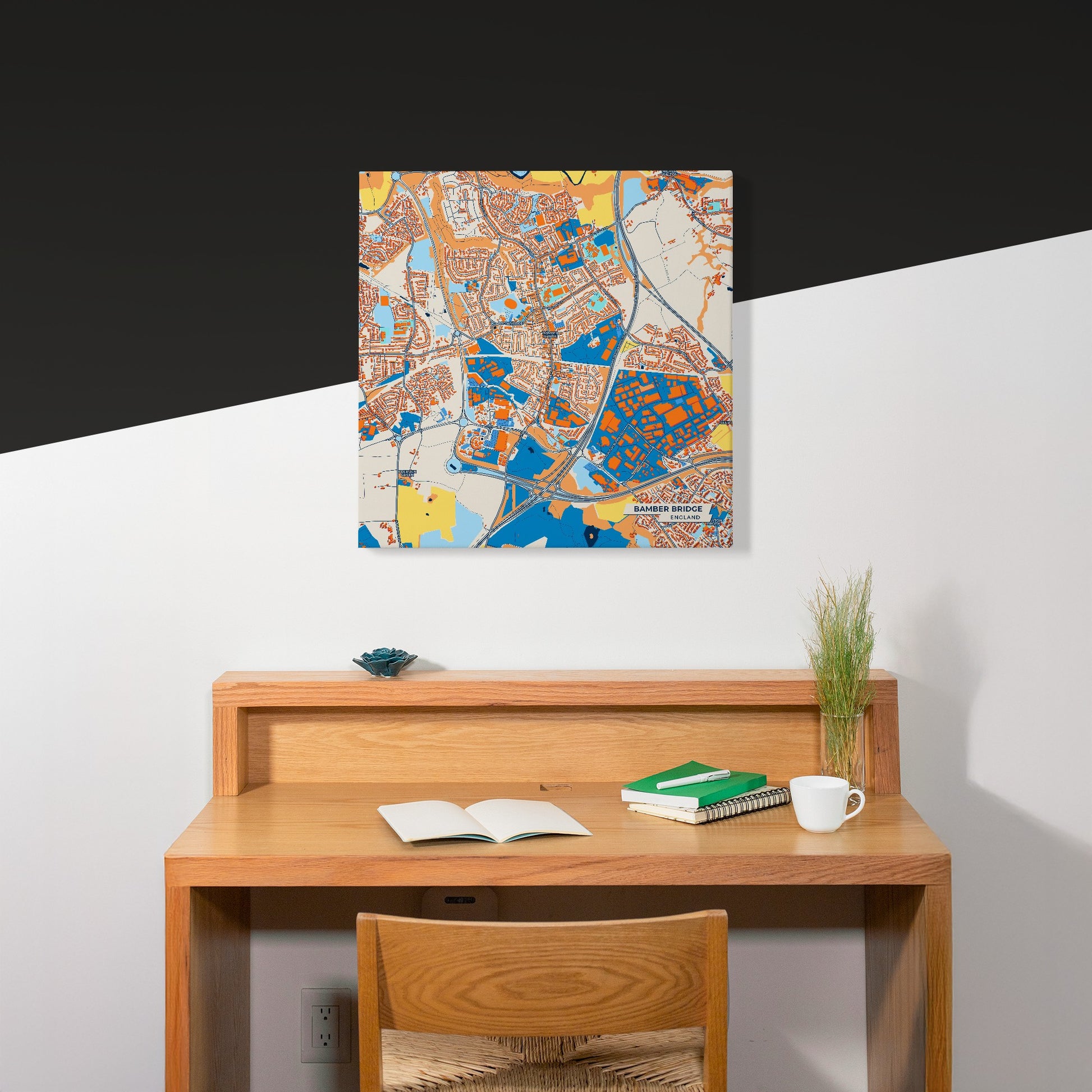 Bamber Bridge England Colorful City Map Canvas Print Scene