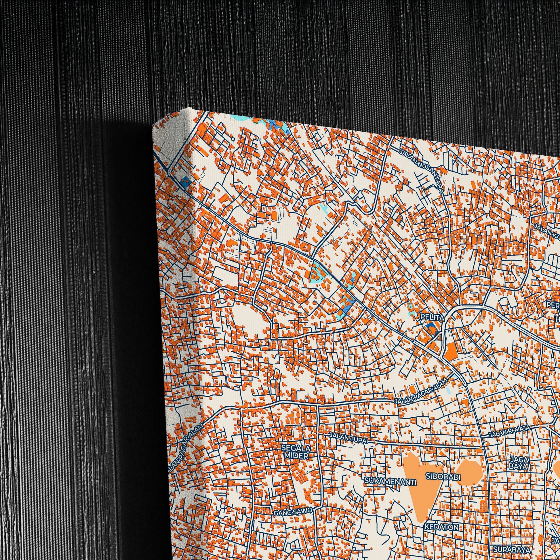 Bandar Lampung Indonesia Colorful City Map Canvas Print Detail