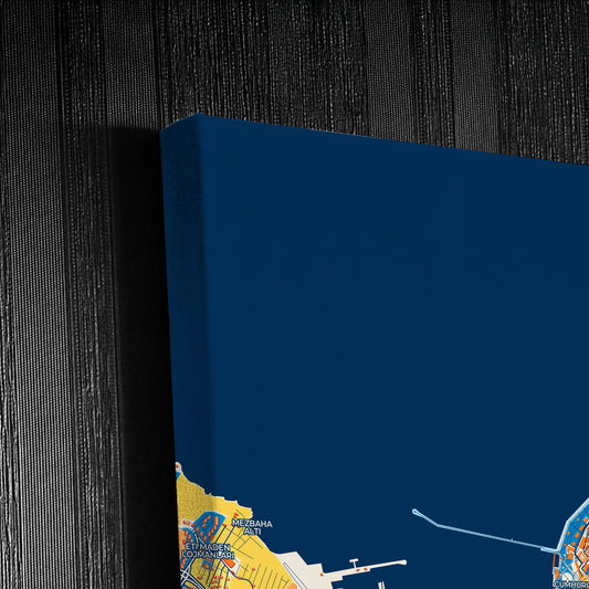 Bandirma Turkey Colorful City Map Canvas Print Detail