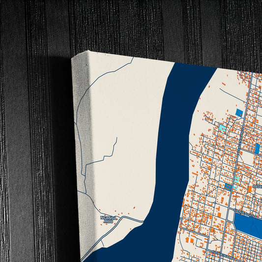 Bandundu Dr Congo Colorful City Map Canvas Print Detail