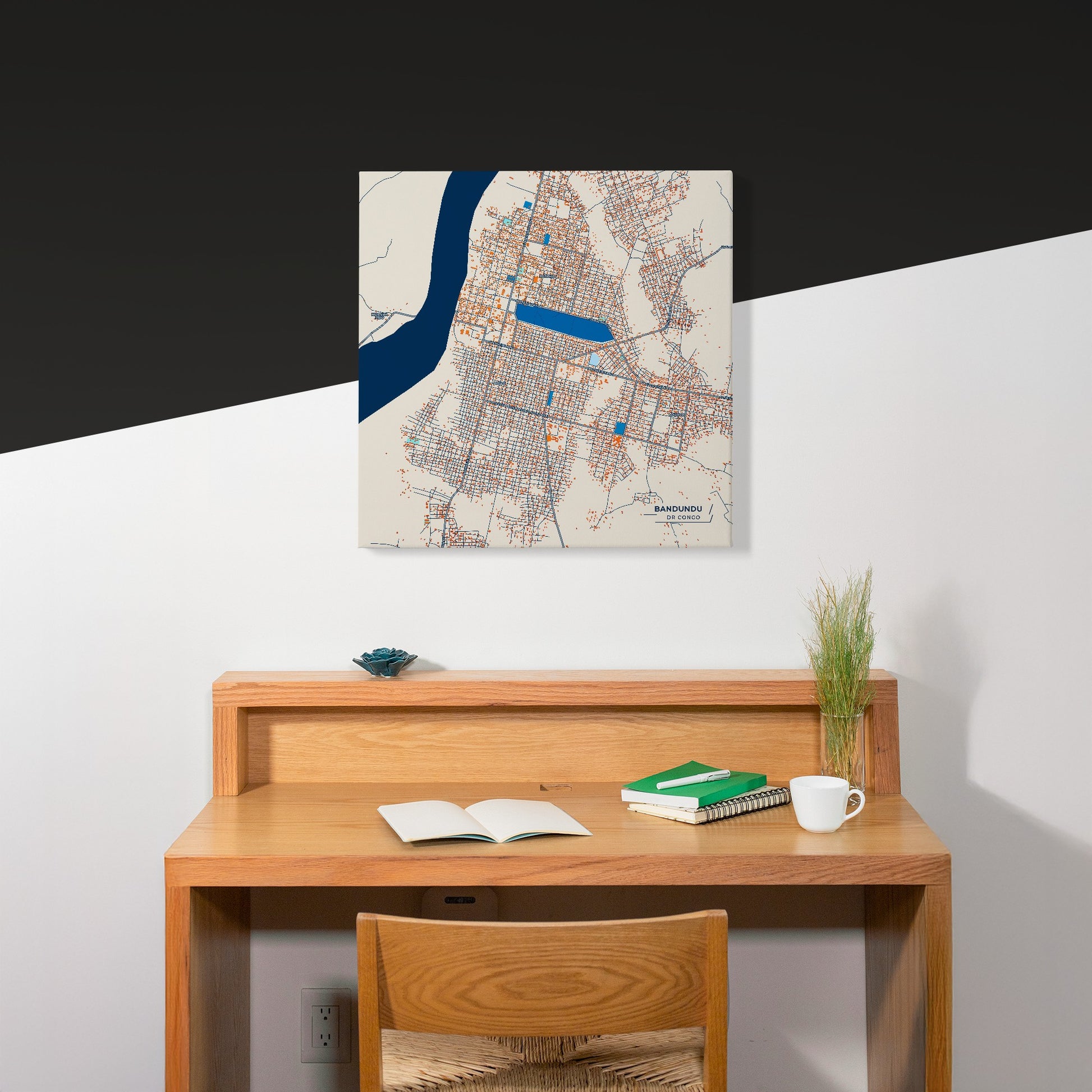 Bandundu Dr Congo Colorful City Map Canvas Print Scene