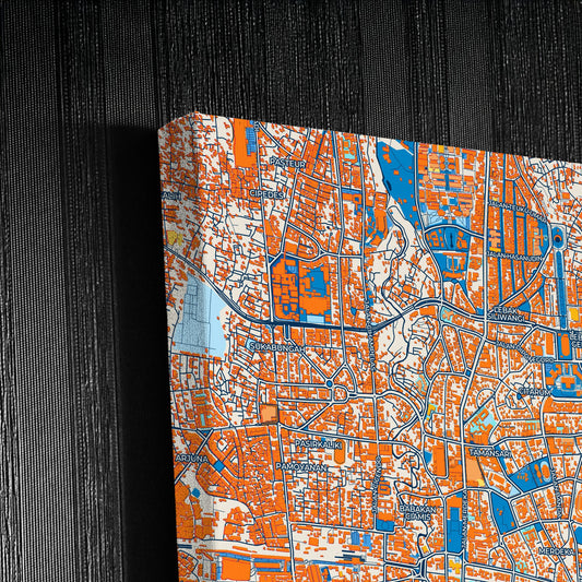 Bandung Indonesia Colorful City Map Canvas Print Detail