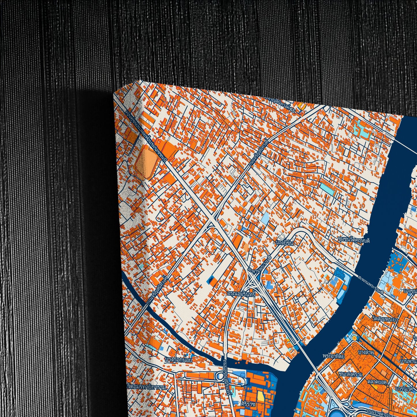 Bangkok Thailand Colorful City Map Canvas Print Detail