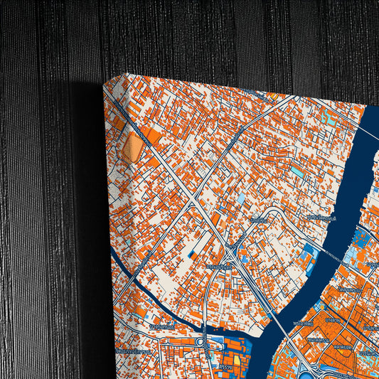 Bangkok Thailand Colorful City Map Canvas Print Detail