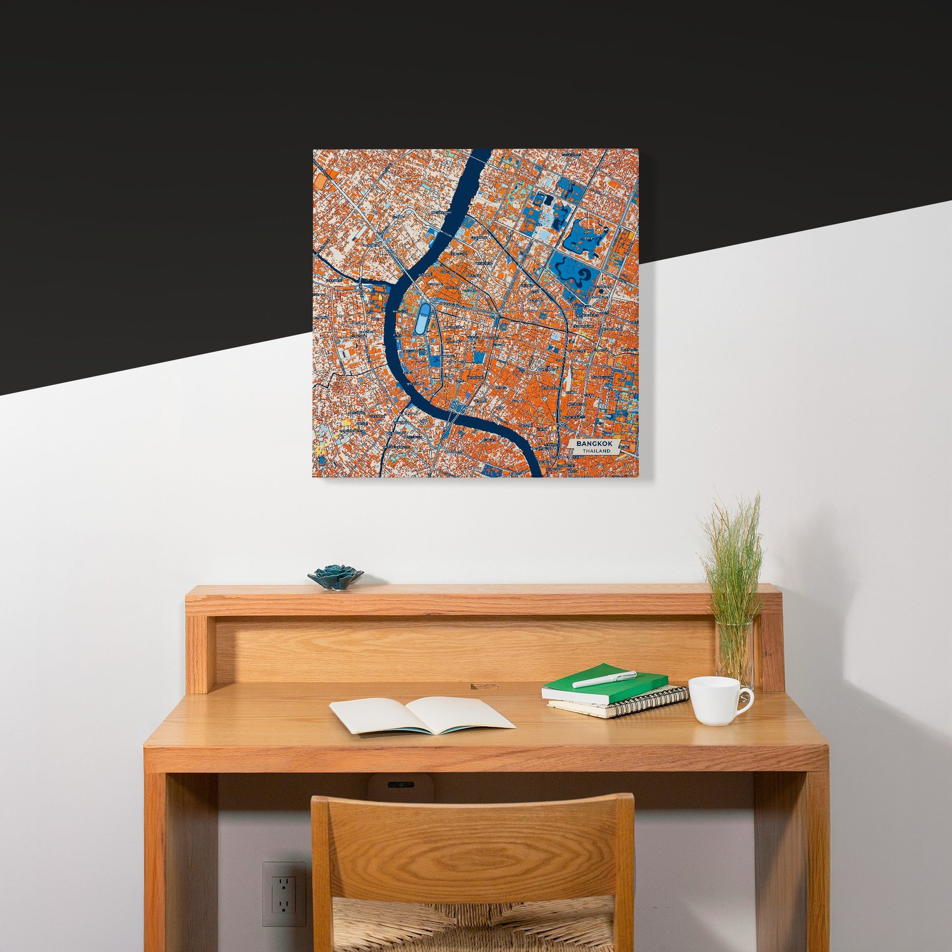 Bangkok Thailand Colorful City Map Canvas Print Scene