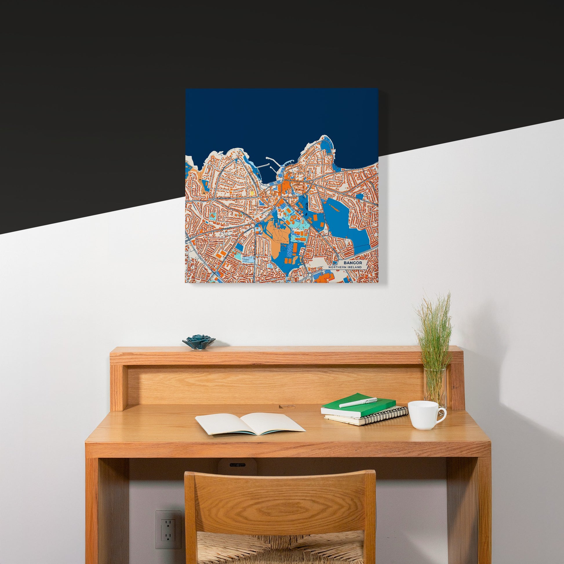 Bangor Northern Ireland Colorful City Map Canvas Print Scene