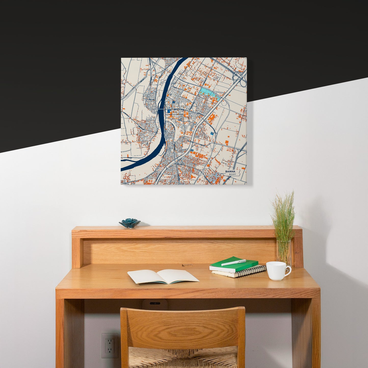 Banha Egypt Colorful City Map Canvas Print Scene