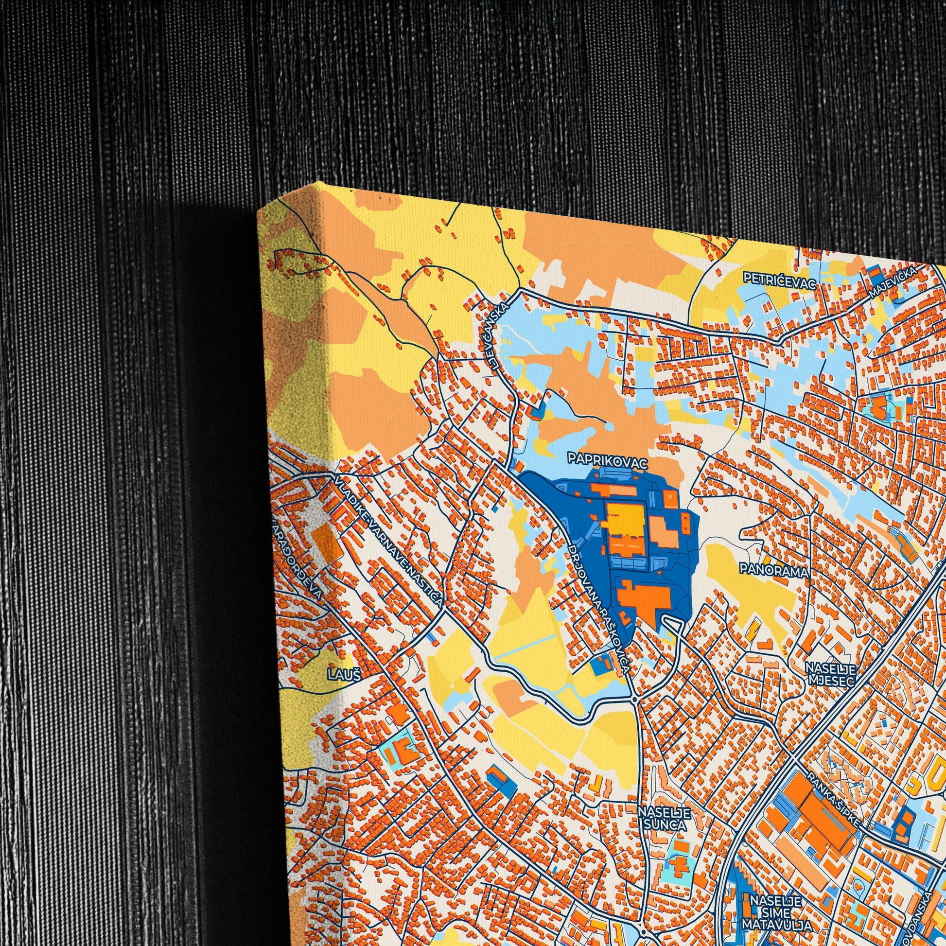Banja Luka Bosnia And Herzegovina Colorful City Map Canvas Print Detail