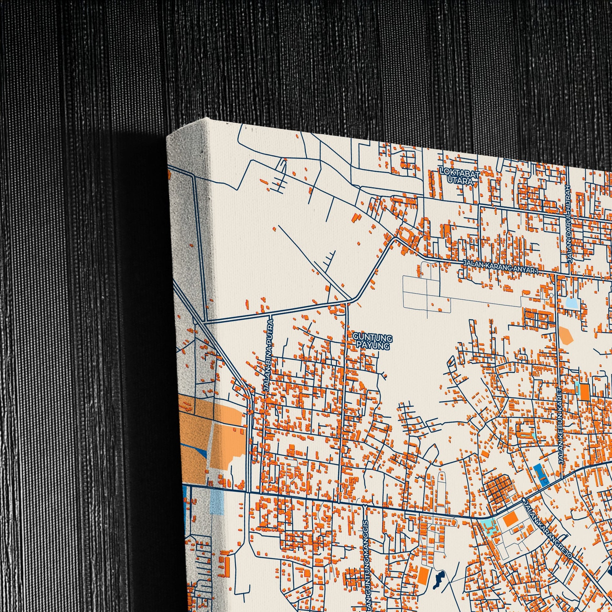 Banjarbaru Indonesia Colorful City Map Canvas Print Detail