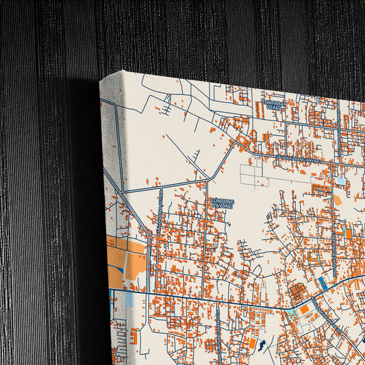 Banjarbaru Indonesia Colorful City Map Canvas Print Detail