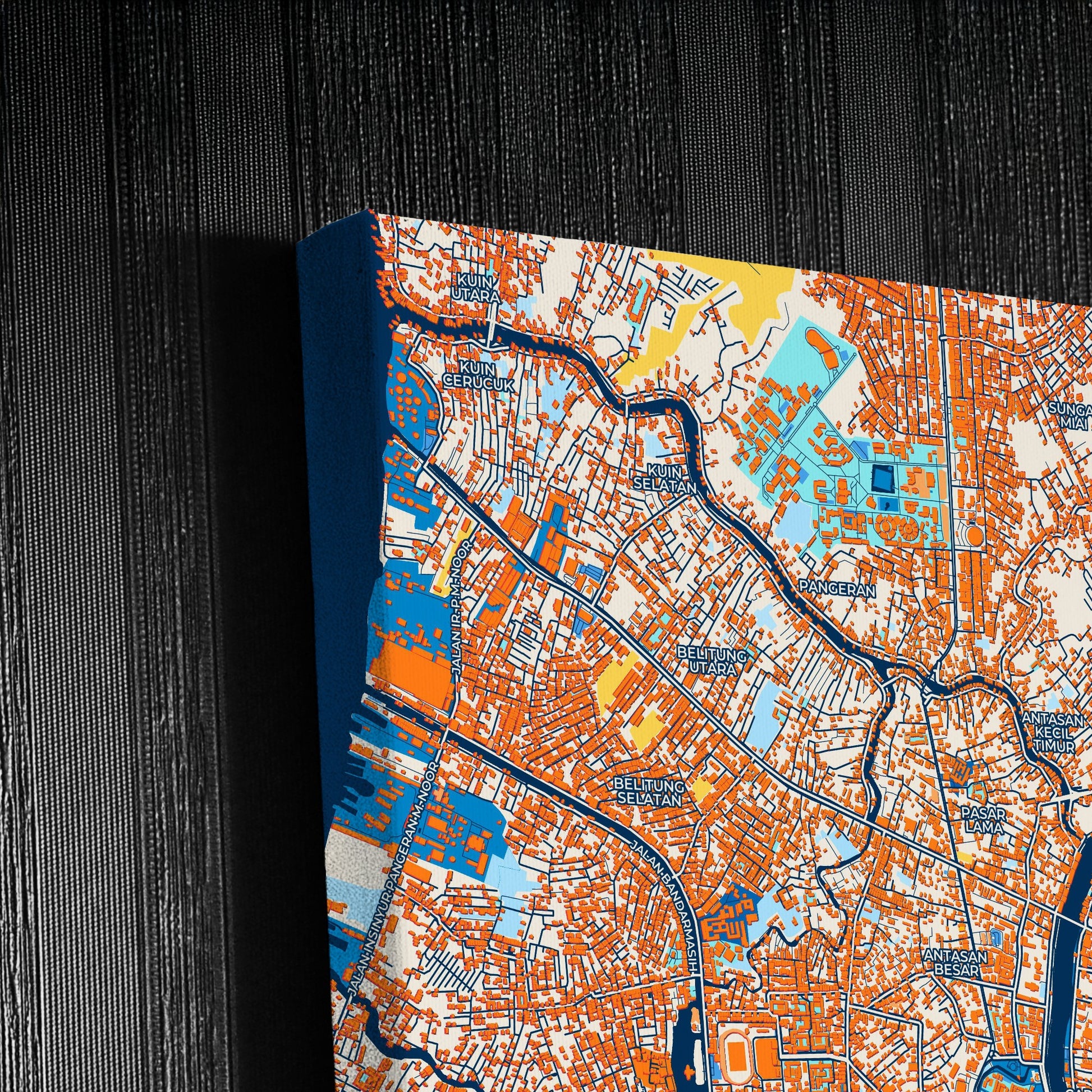 Banjarmasin Indonesia Colorful City Map Canvas Print Detail