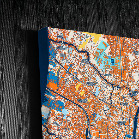 Banjarmasin Indonesia Colorful City Map Canvas Print Detail