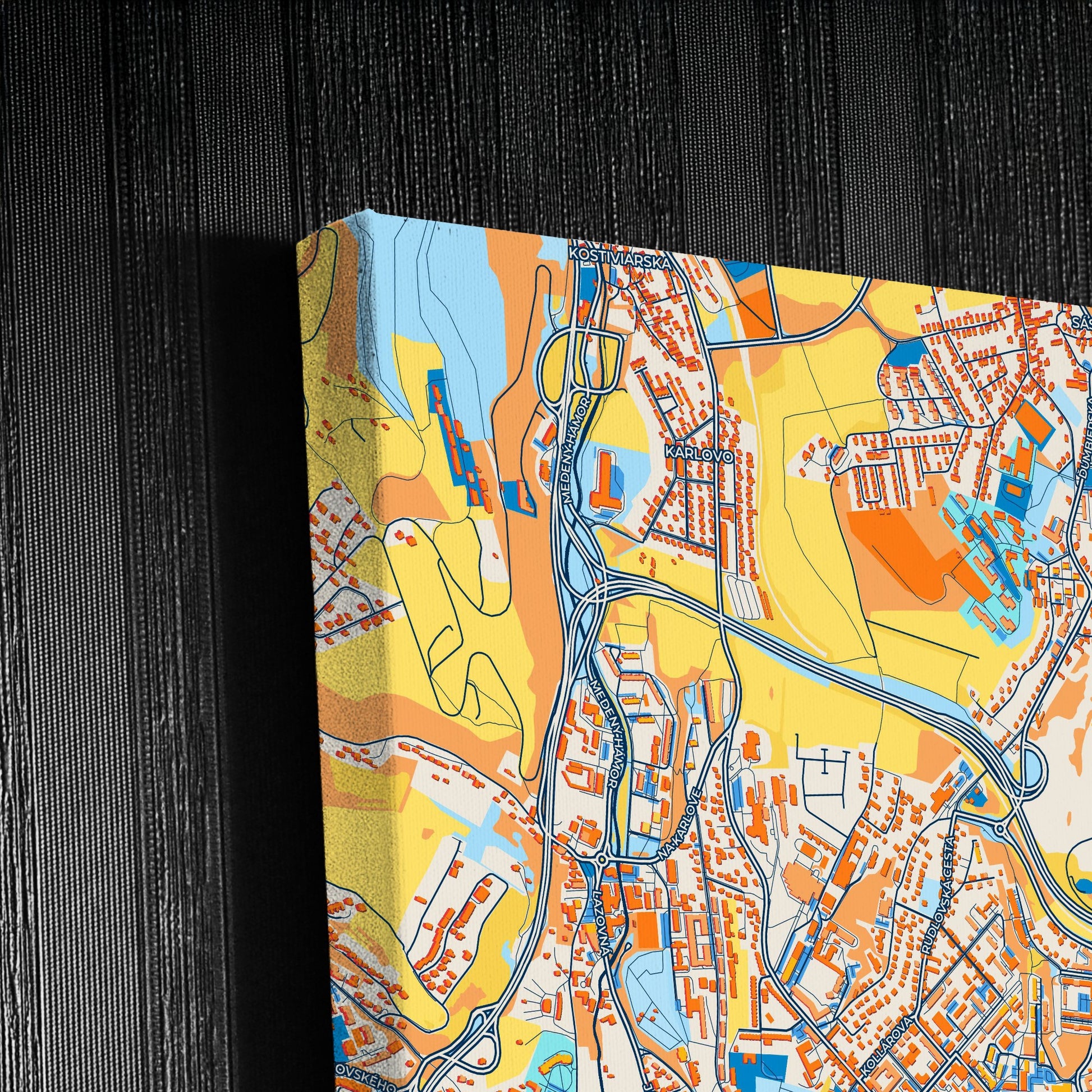 Banská Bystrica Slovakia Colorful City Map Canvas Print Detail