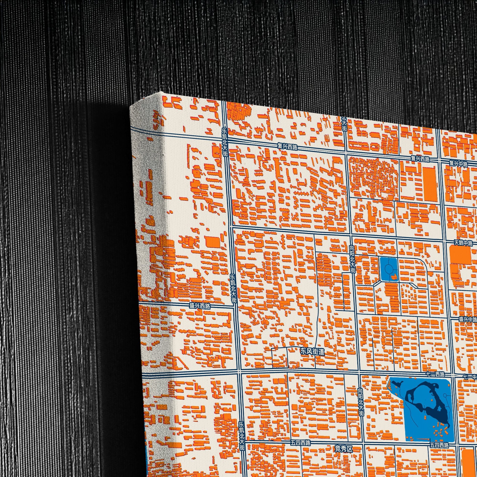 Baoding China Colorful City Map Canvas Print Detail