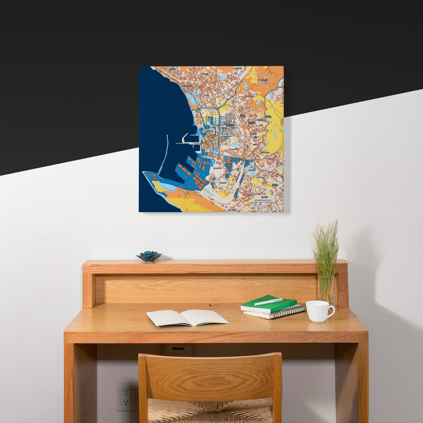 Bar Montenegro Colorful City Map Canvas Print Scene