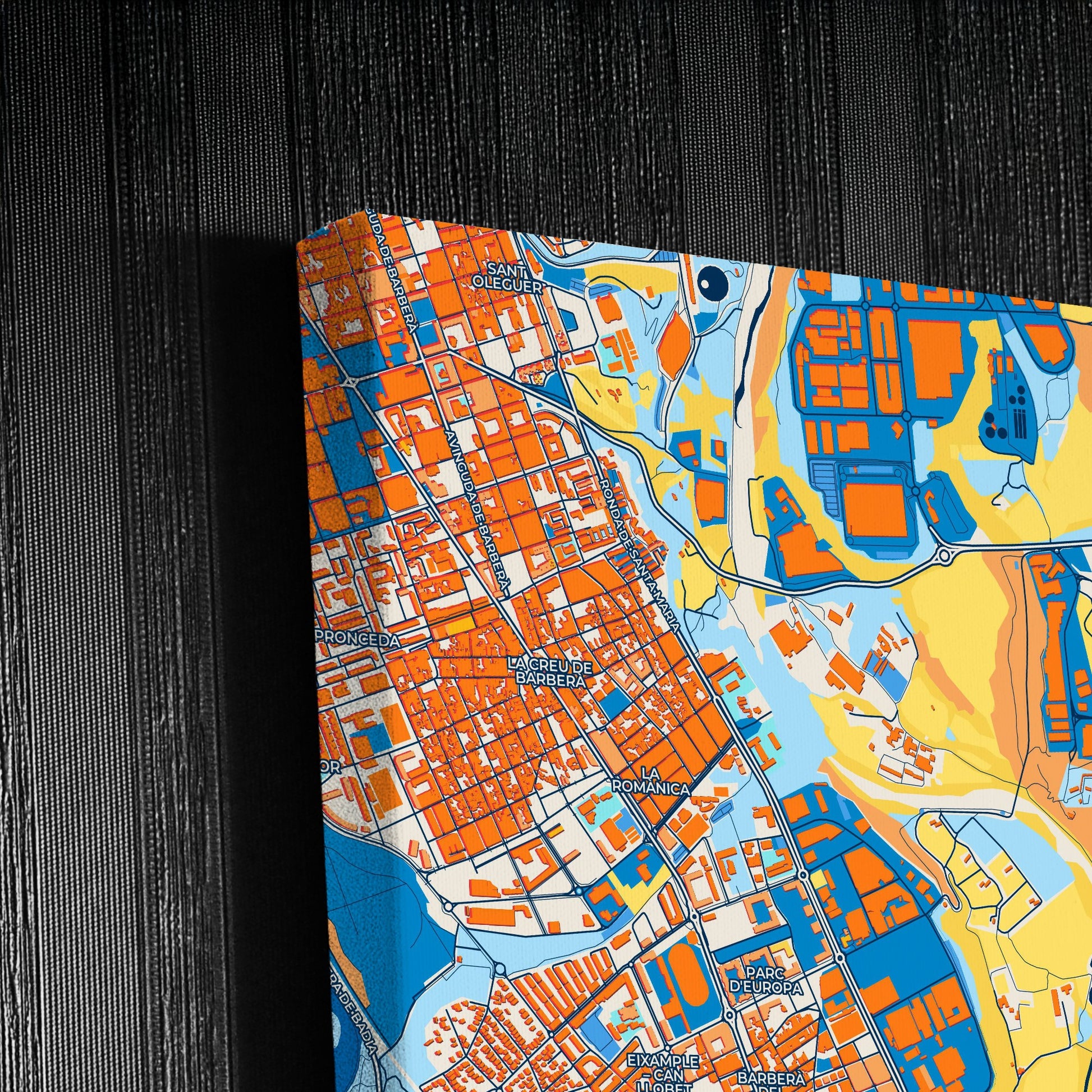 Barberà Del Vallès Spain Colorful City Map Canvas Print Detail