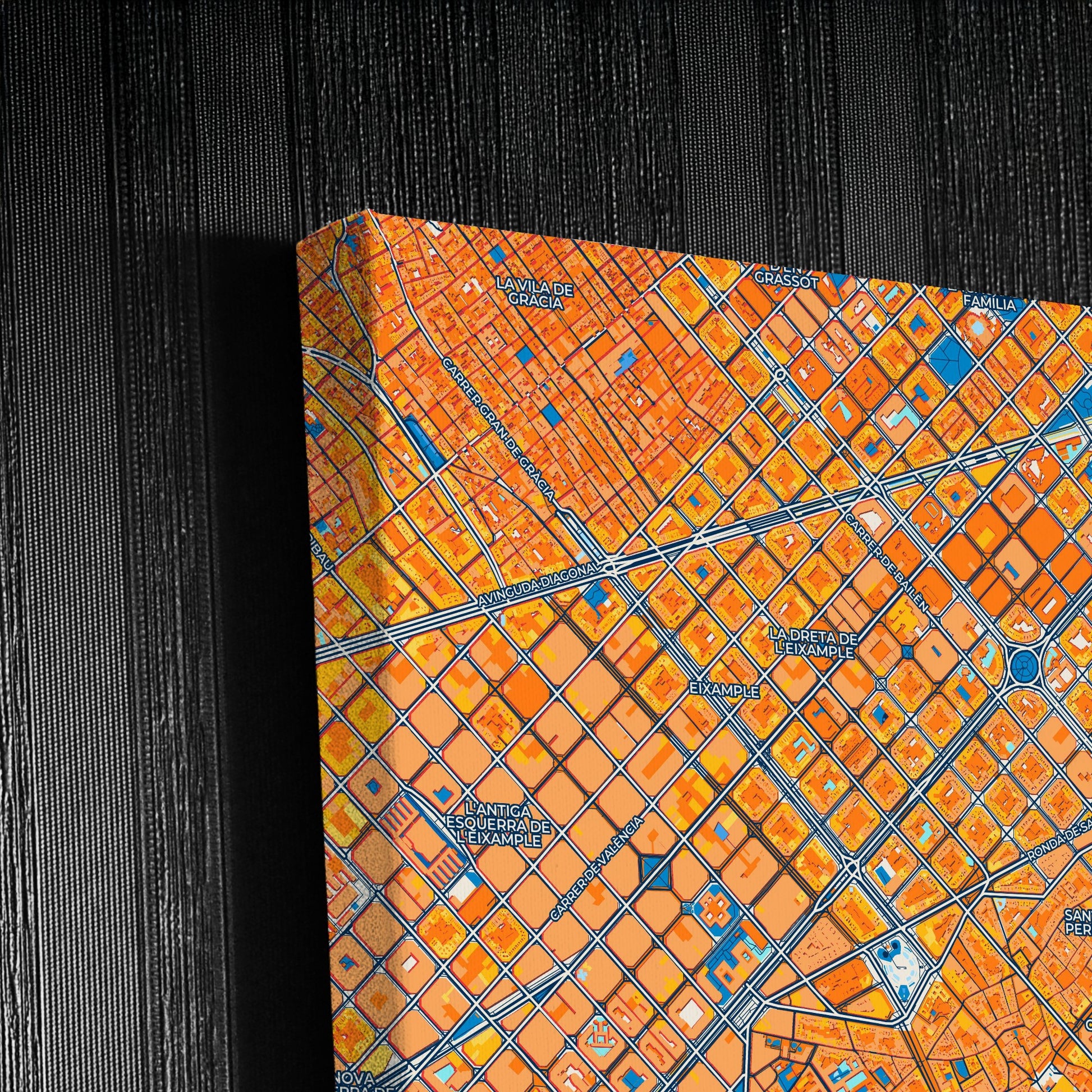 Barcelona Spain Colorful City Map Canvas Print Detail