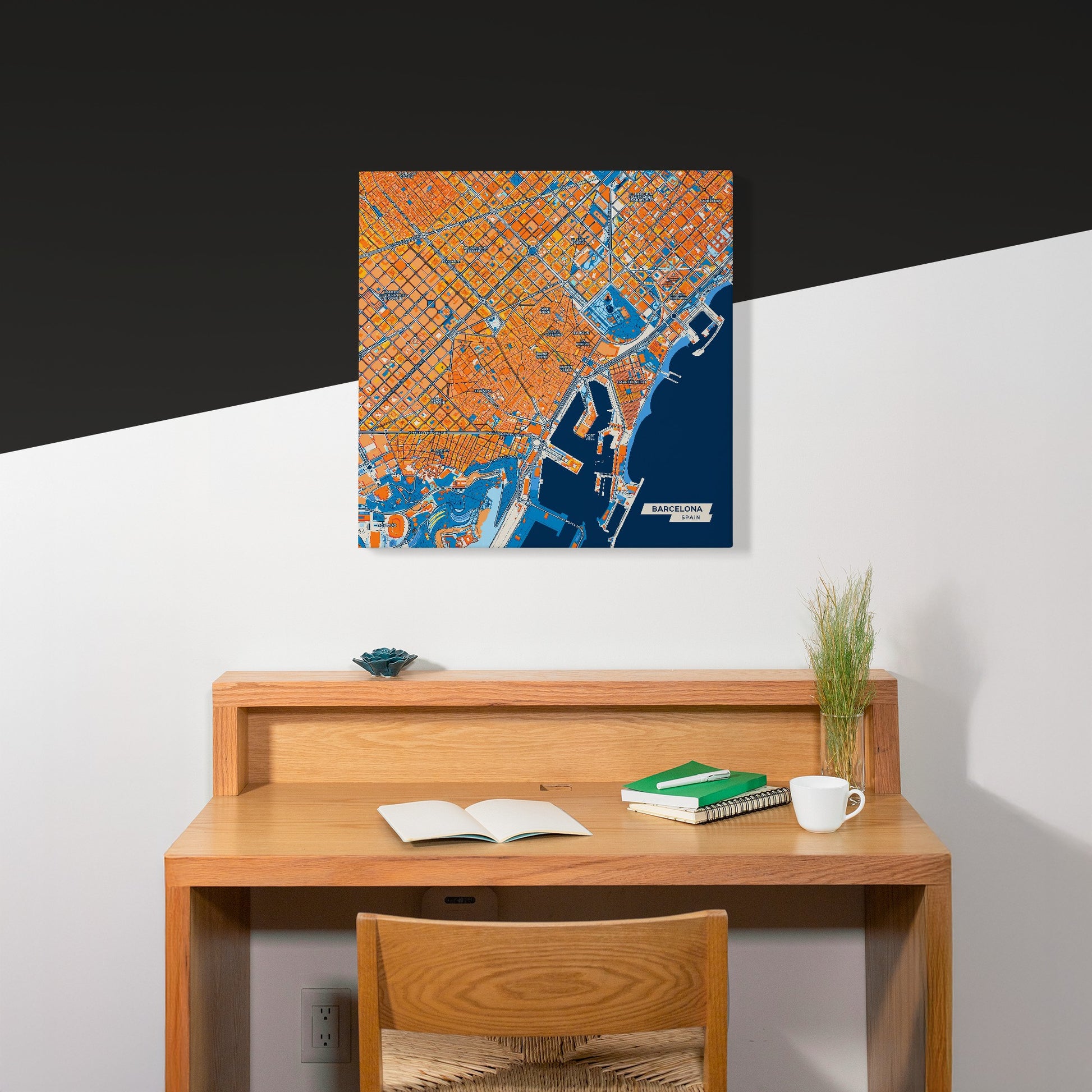 Barcelona Spain Colorful City Map Canvas Print Scene
