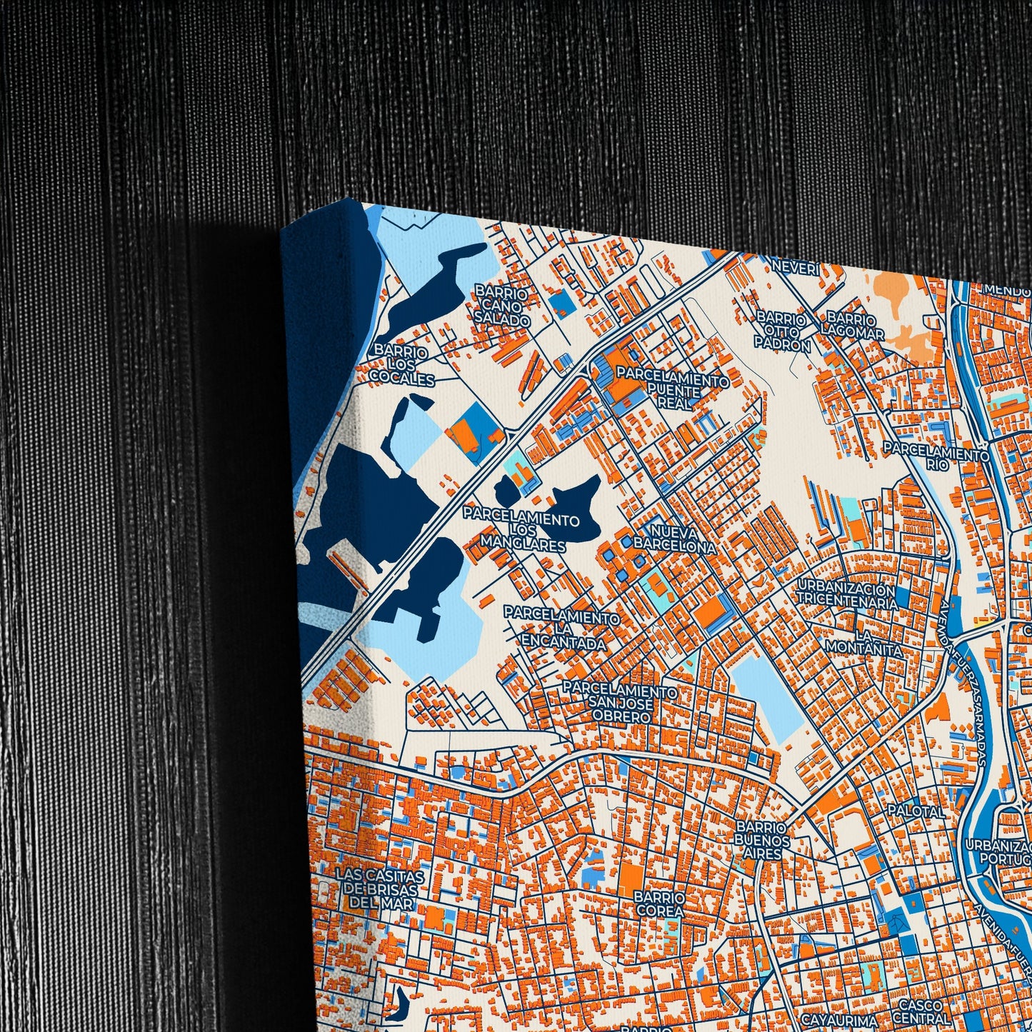 Barcelona Venezuela Colorful City Map Canvas Print Detail