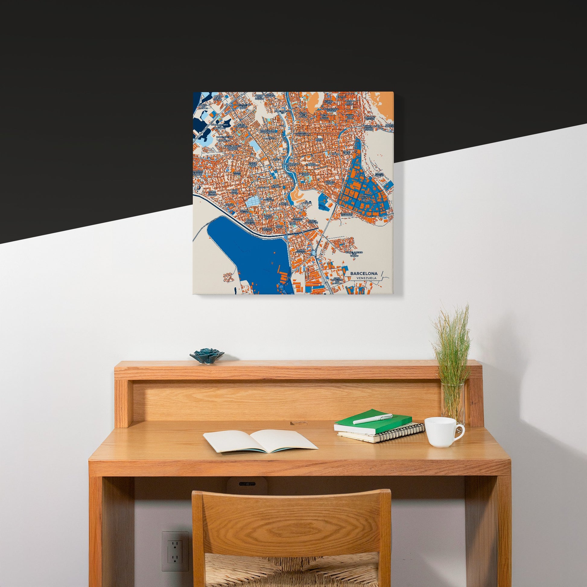 Barcelona Venezuela Colorful City Map Canvas Print Scene