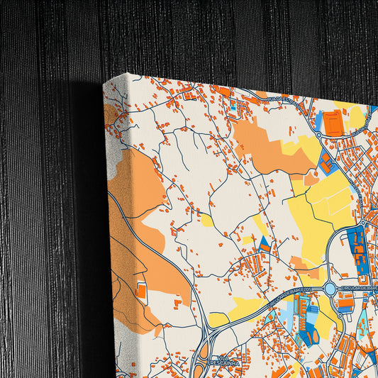 Barcelos Portugal Colorful City Map Canvas Print Detail