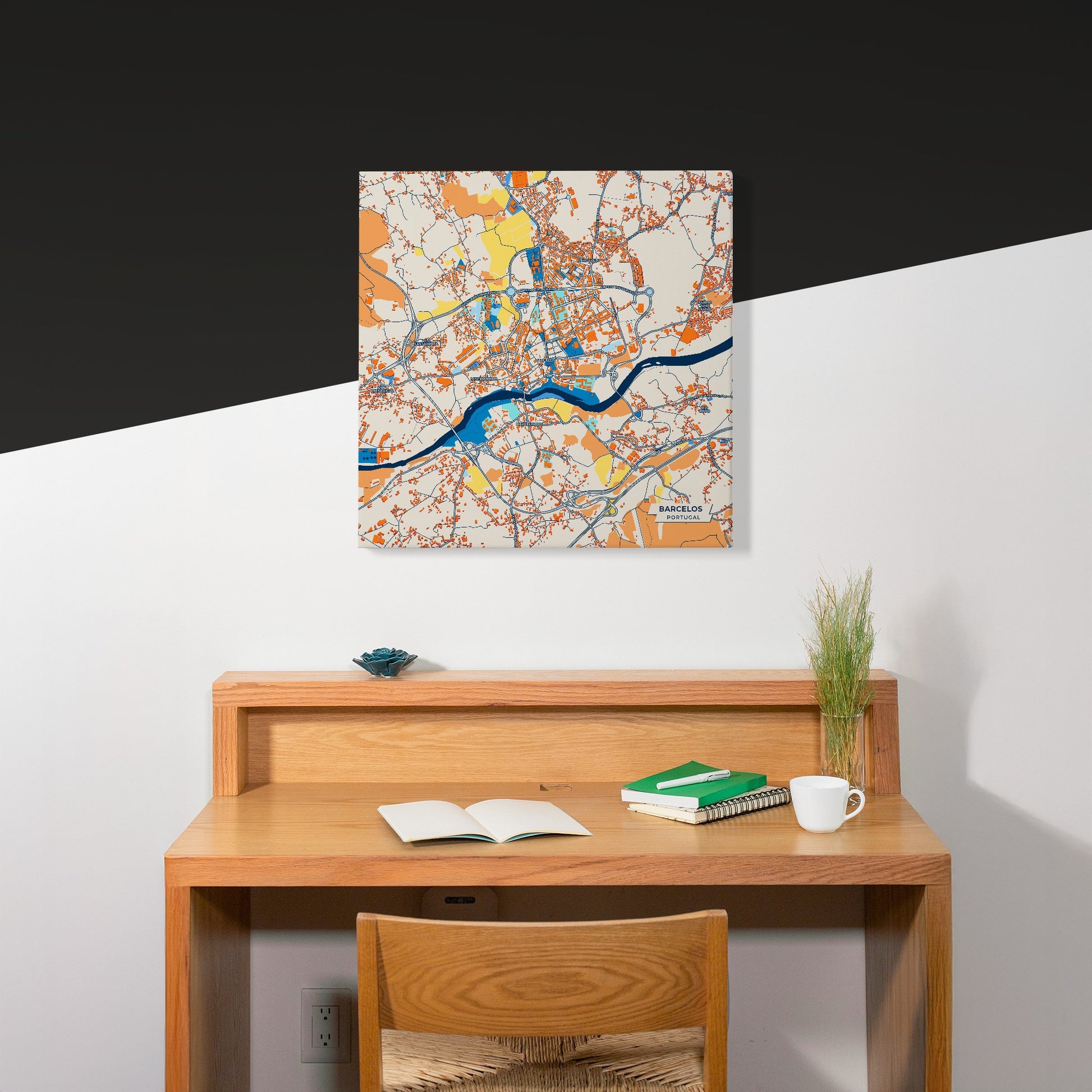 Barcelos Portugal Colorful City Map Canvas Print Scene
