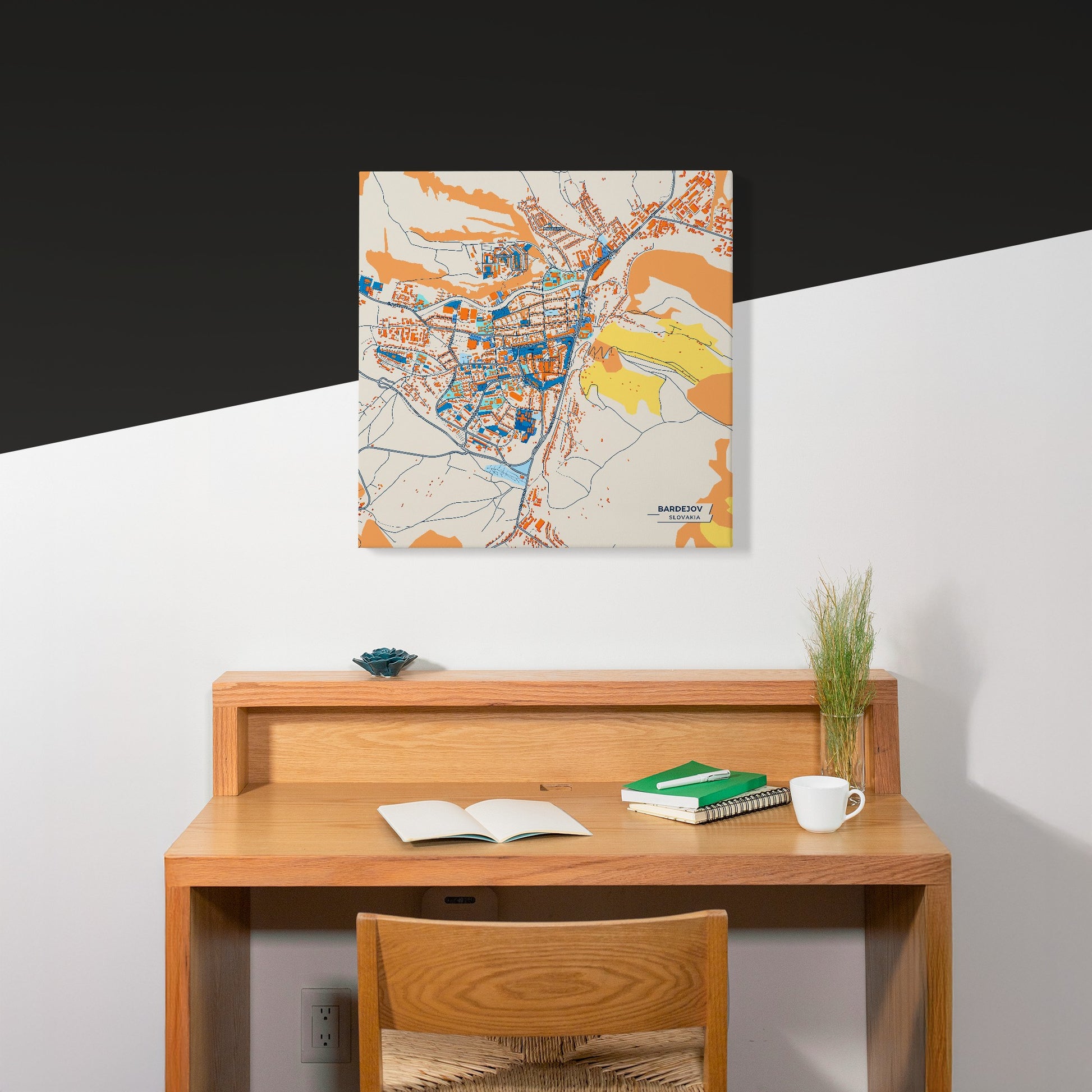 Bardejov Slovakia Colorful City Map Canvas Print Scene