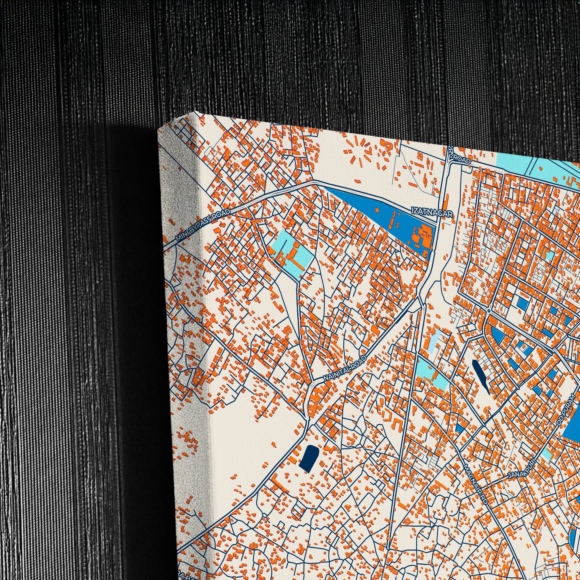 Bareilly India Colorful City Map Canvas Print Detail