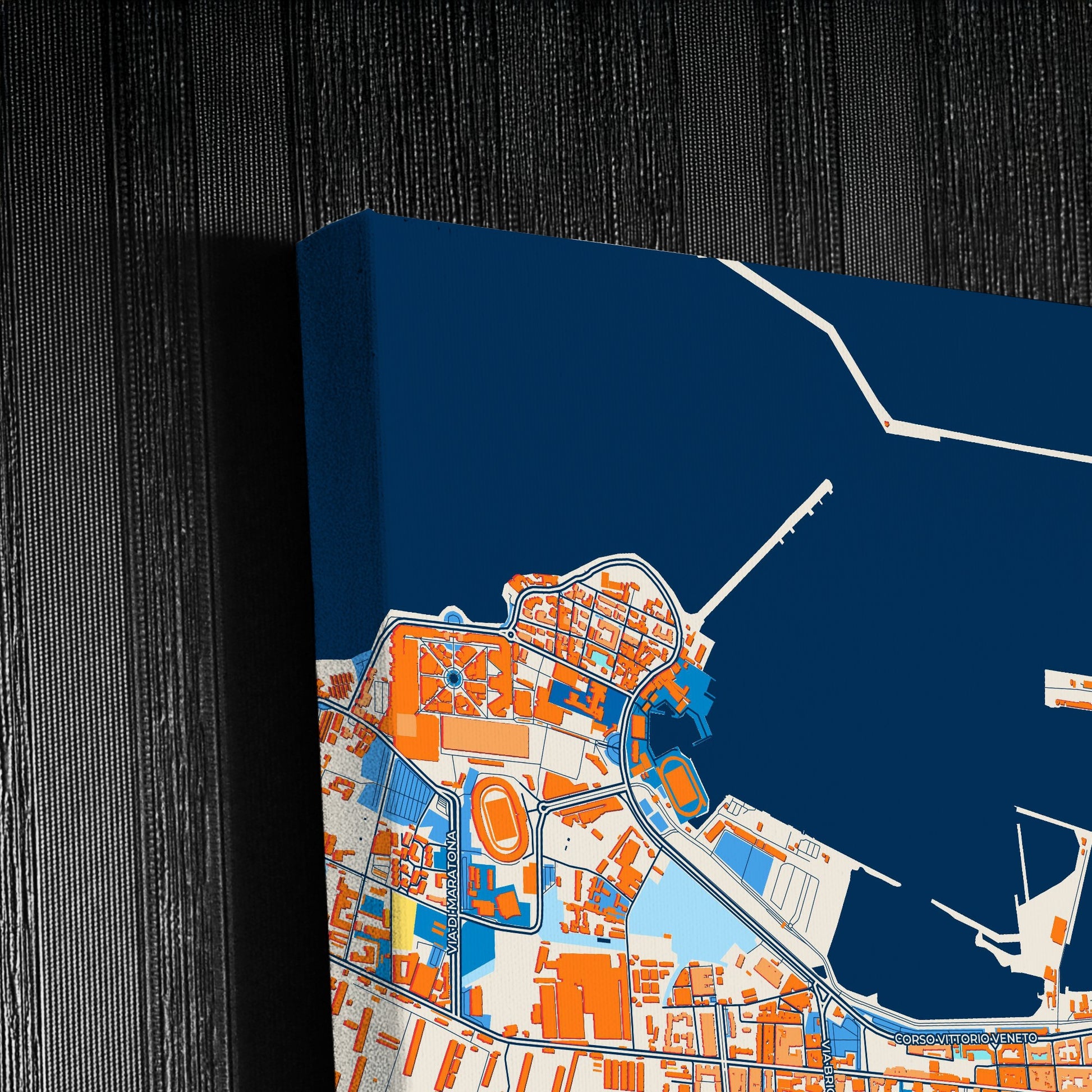 Bari  Italy Colorful City Map Canvas Print Detail