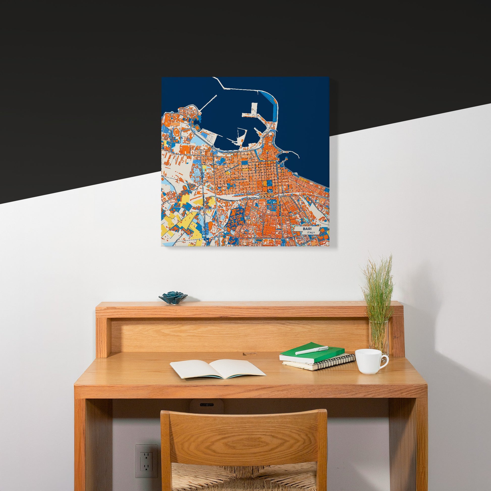 Bari  Italy Colorful City Map Canvas Print Scene