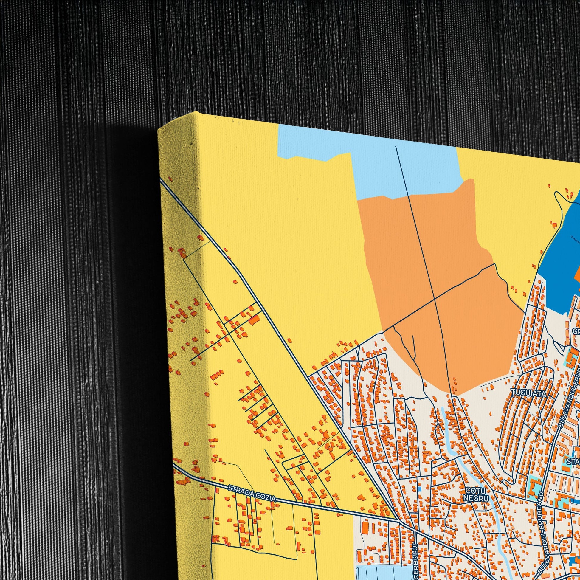 Bârlad Romania Colorful City Map Canvas Print Detail