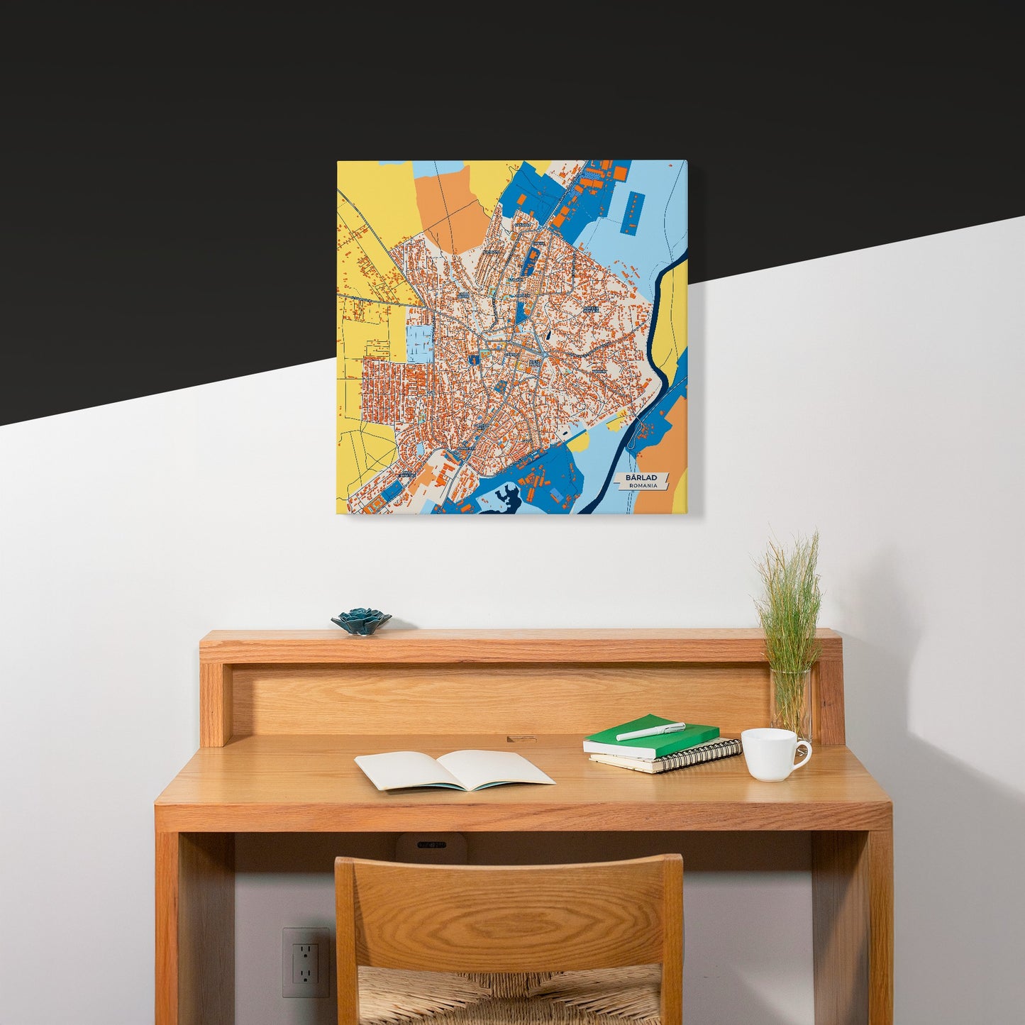 Bârlad Romania Colorful City Map Canvas Print Scene