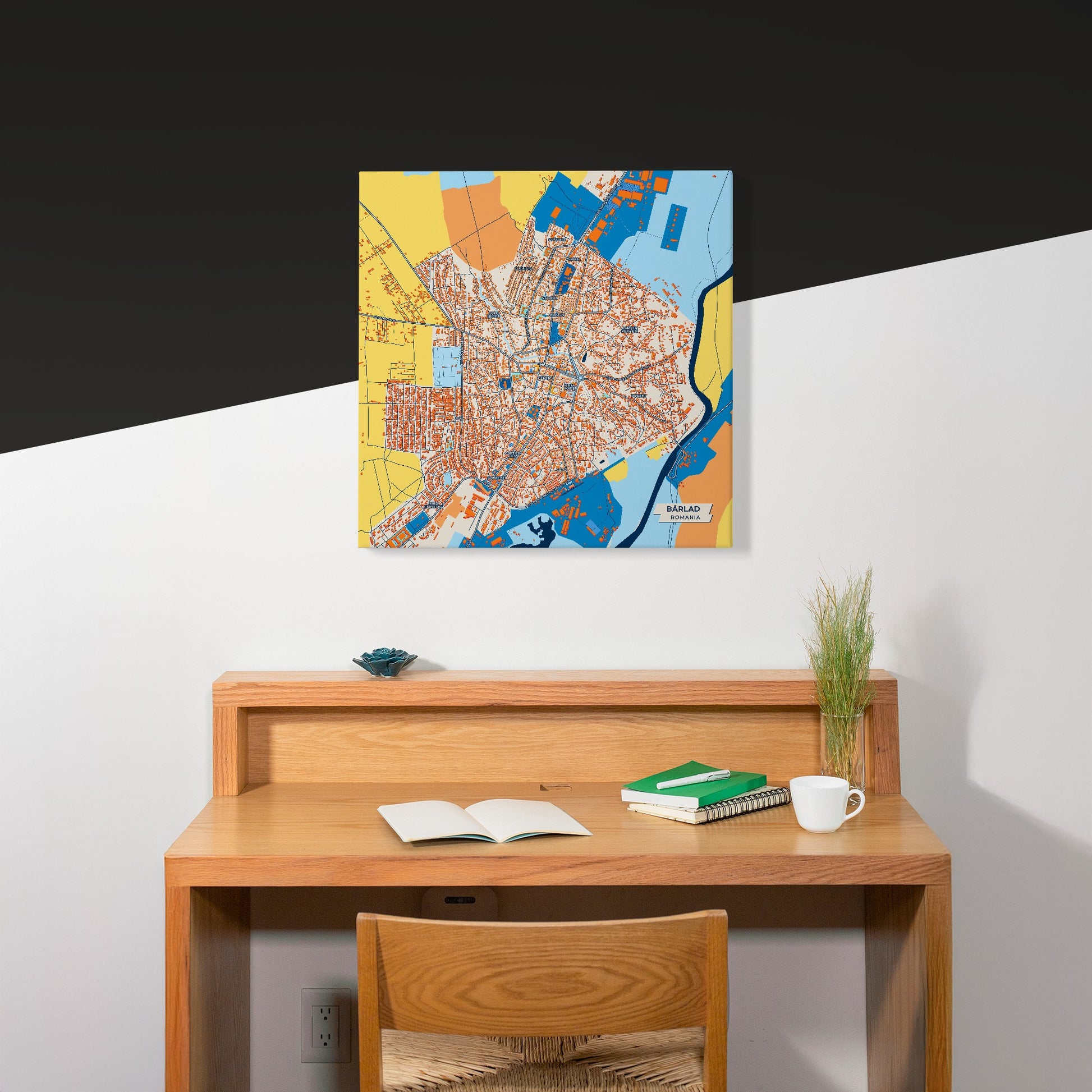 Bârlad Romania Colorful City Map Canvas Print Scene
