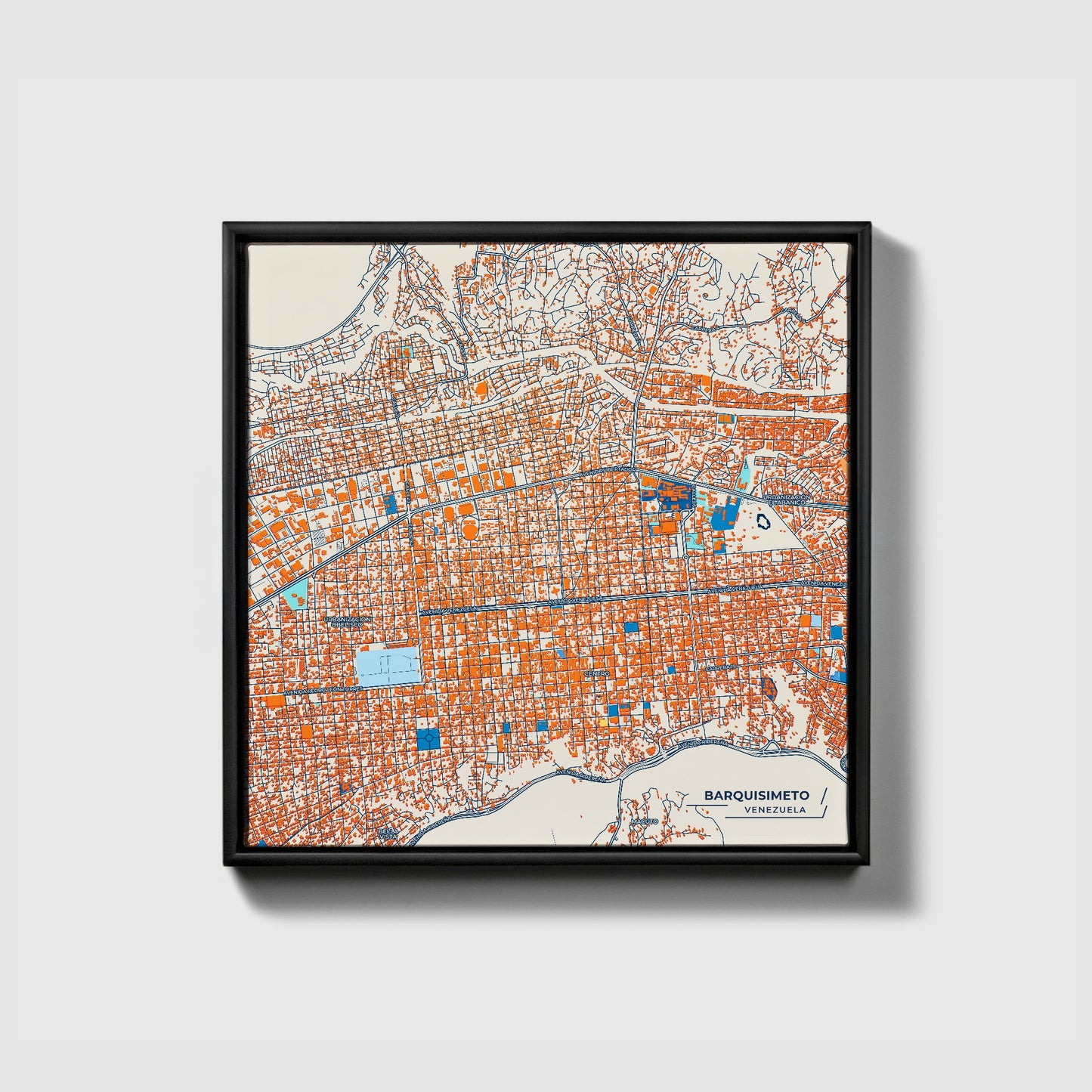 Barquisimeto Venezuela Colorful City Map Canvas Print • Black Framed
