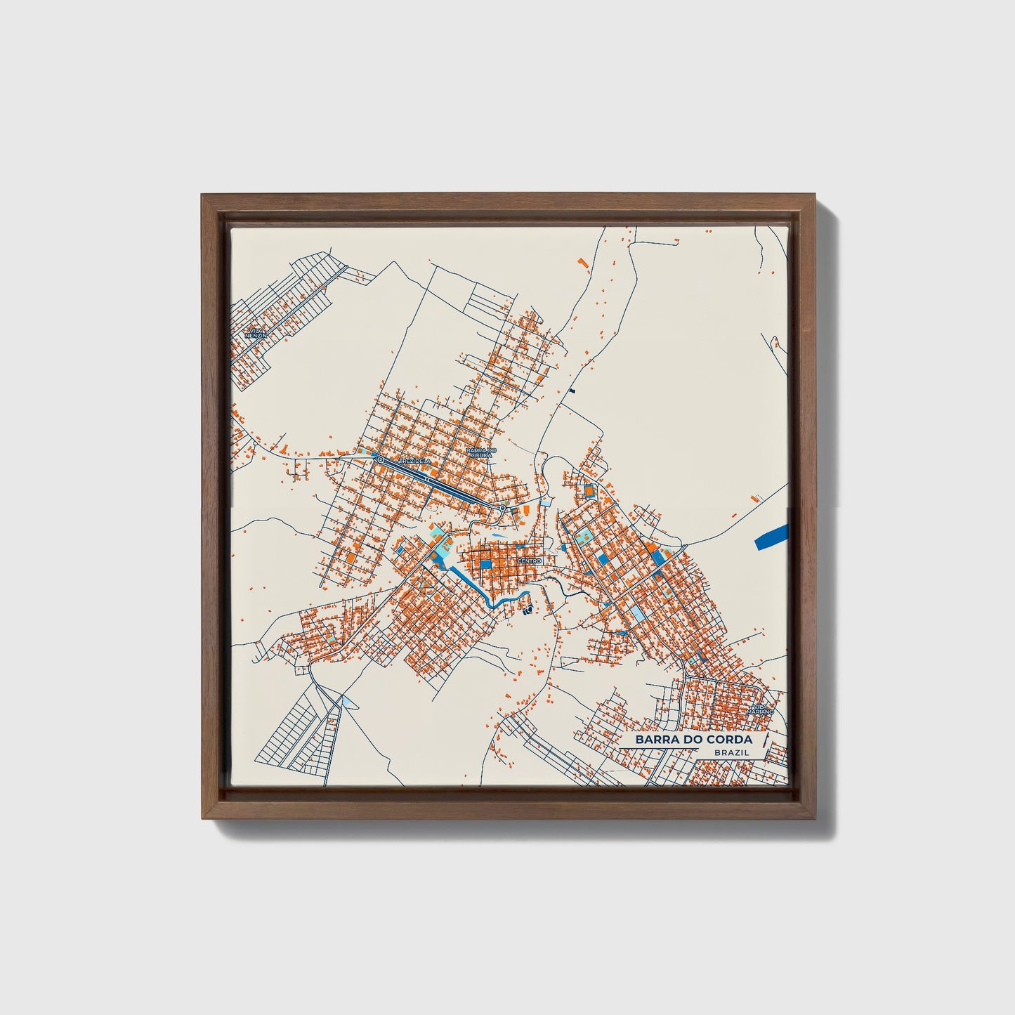 Barra Do Corda Brazil Colorful City Map Canvas Print • Dark Wooden Framed